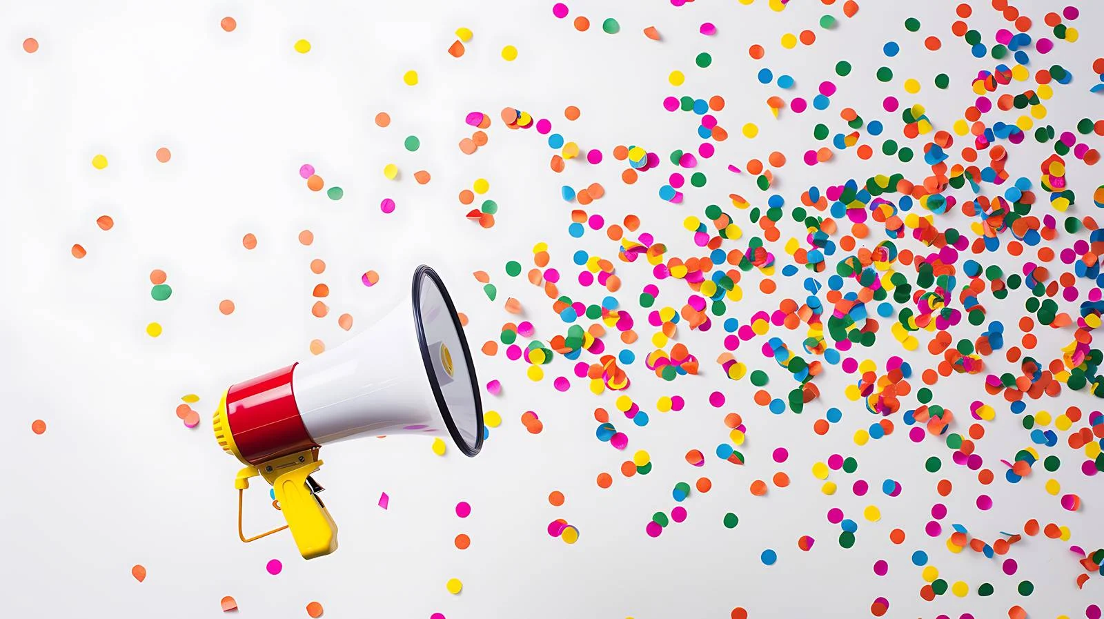 Vibrant Party Confetti Megaphone Background — free download from Dotvec