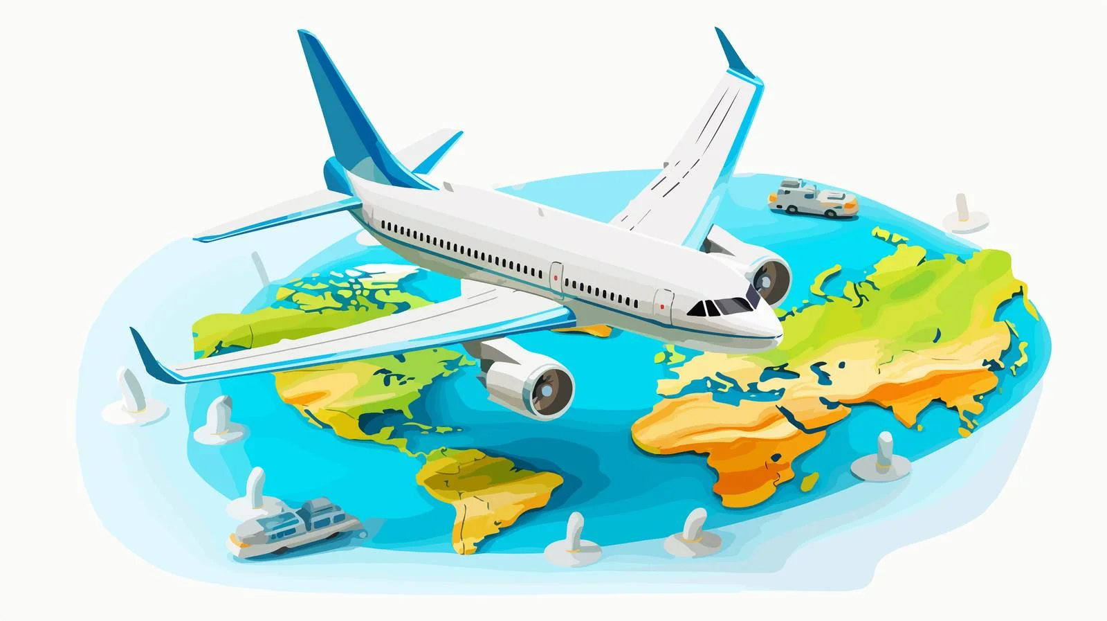 Commercial Flight over World Map — free download from Dotvec