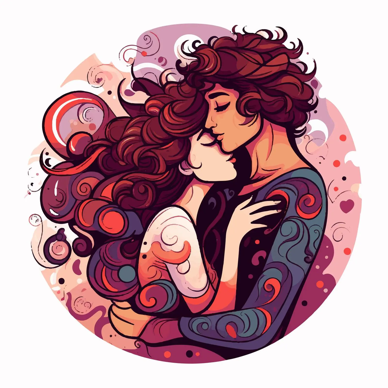 Passionate Lovers Vector Illustration Caressing Warmly — free download from Dotvec