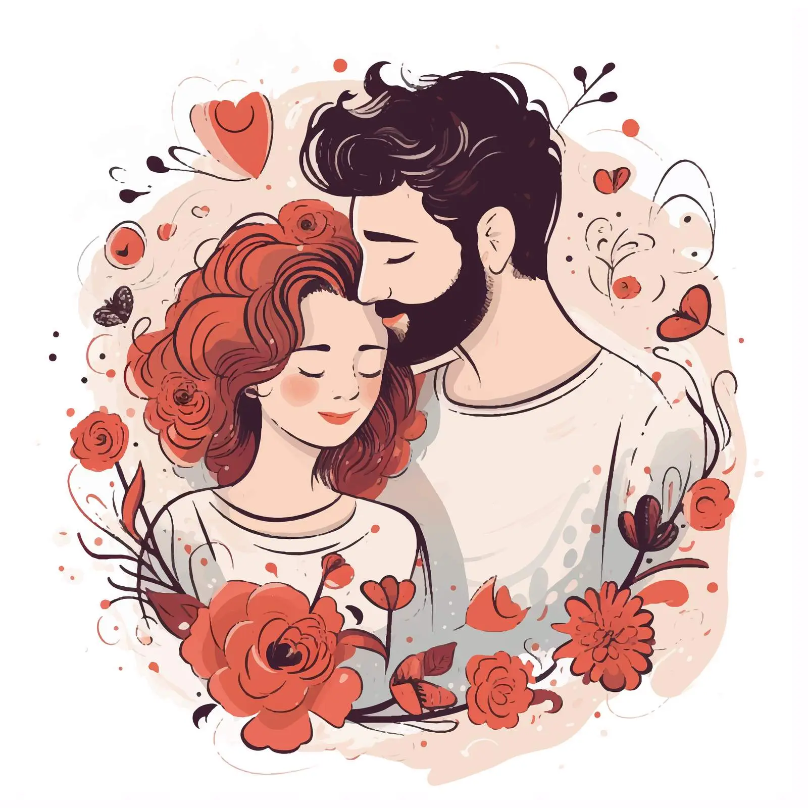 Passionate Lovers Vector Illustration in Warm Caress – free graphic representation image from Dotvec