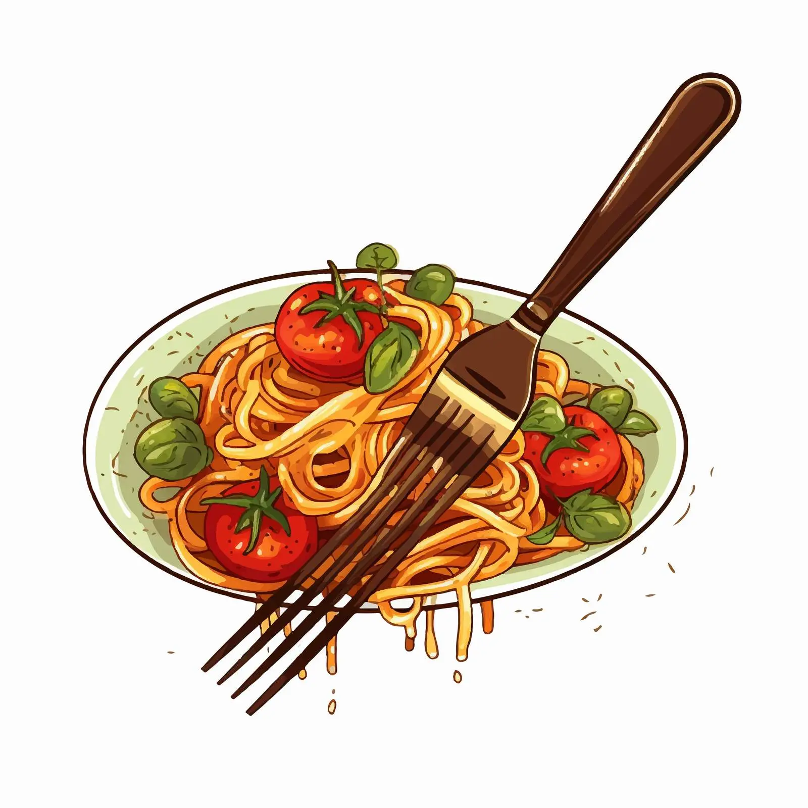 Delicious Pasta with Tomatoes on a Fork — free download from Dotvec