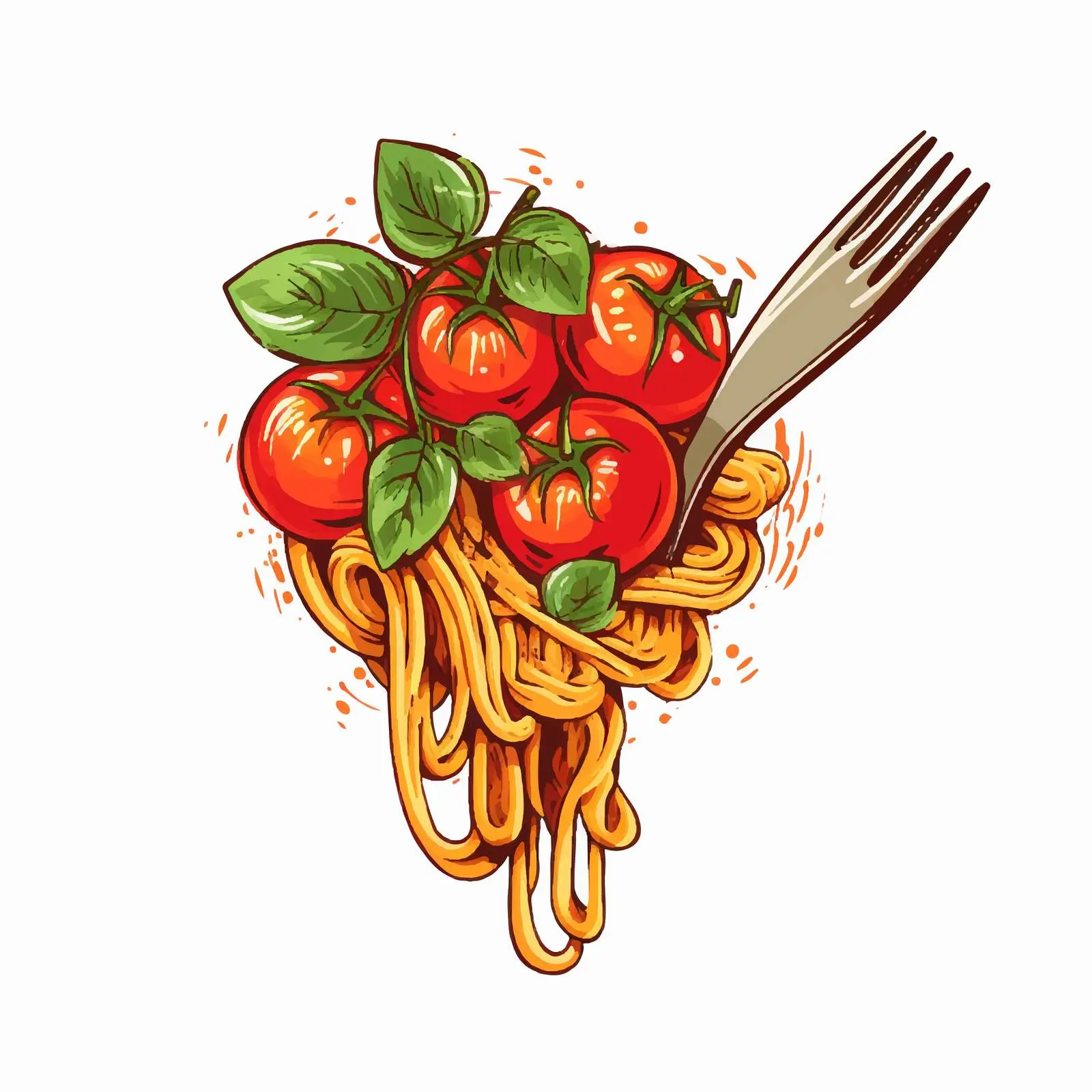 Delicious Pasta with Tomatoes on a Fork — free download from Dotvec