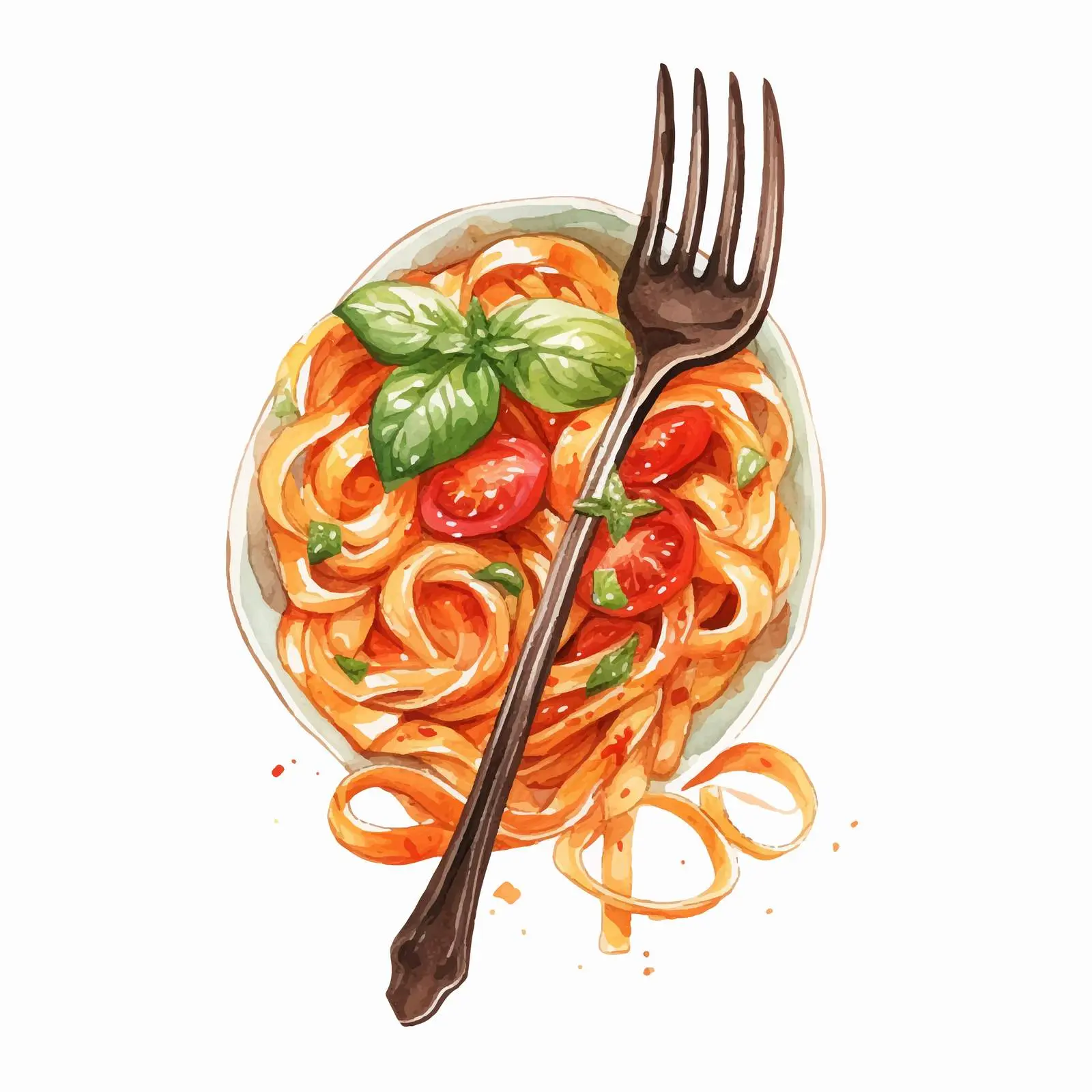 Delicious Pasta with Tomatoes on a Fork — free download from Dotvec