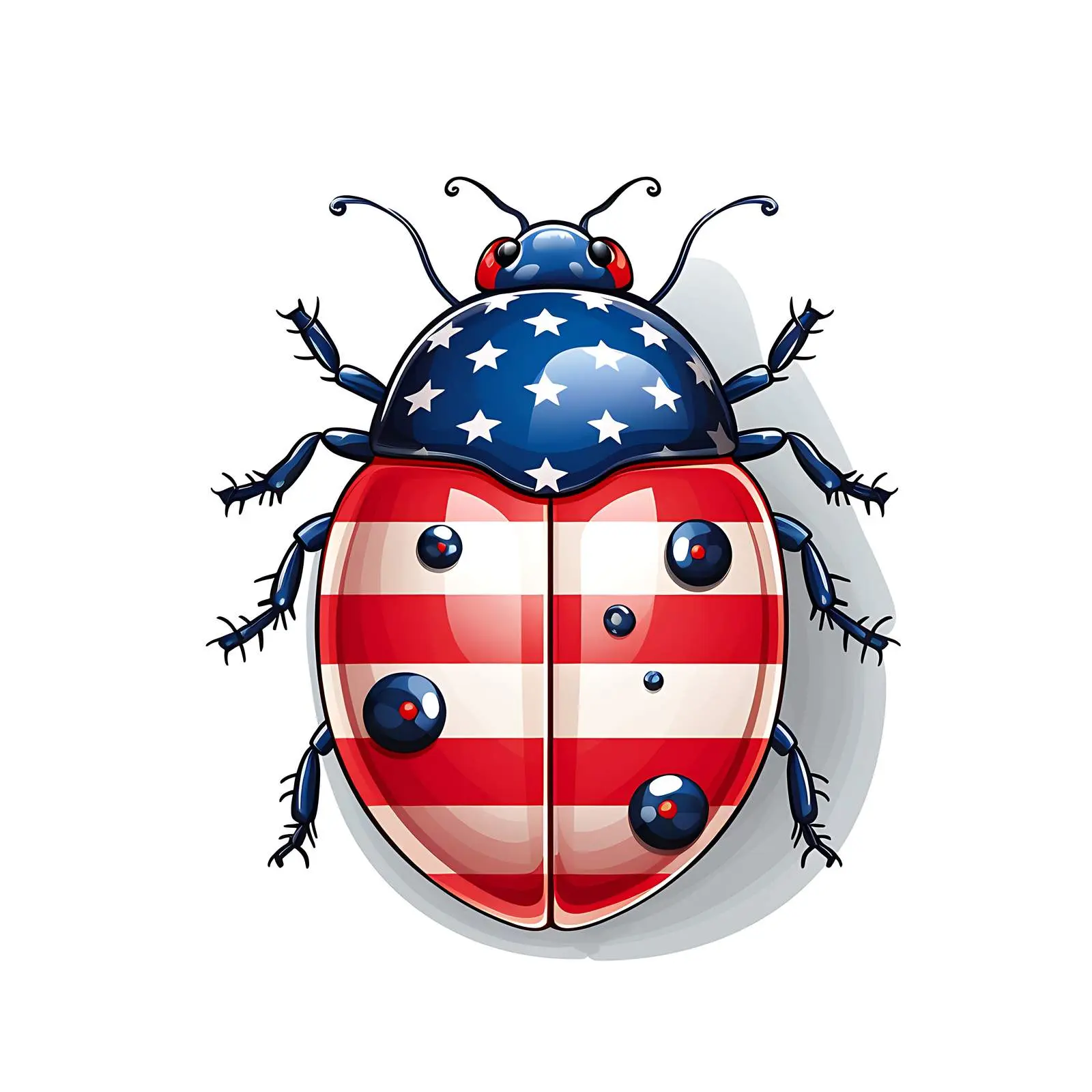 Patriotic Ladybug in USA Flag Colors – free bug image from Dotvec