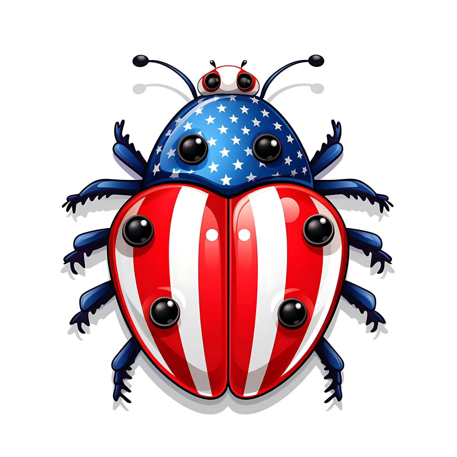 Patriotic Ladybug in USA Flag Colors – free bug image from Dotvec