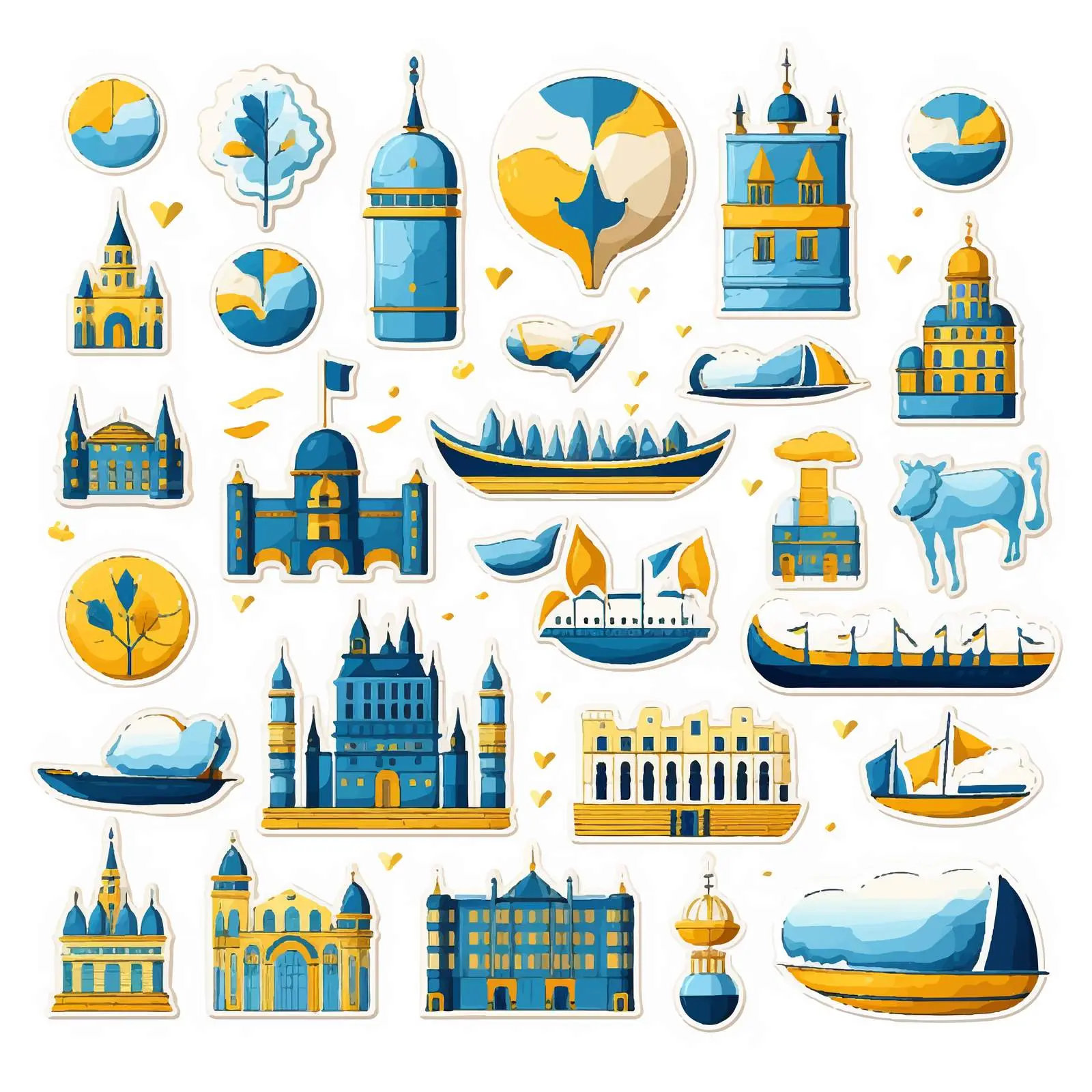 Colorful Patriotic Travel Stickers Set — free download from Dotvec
