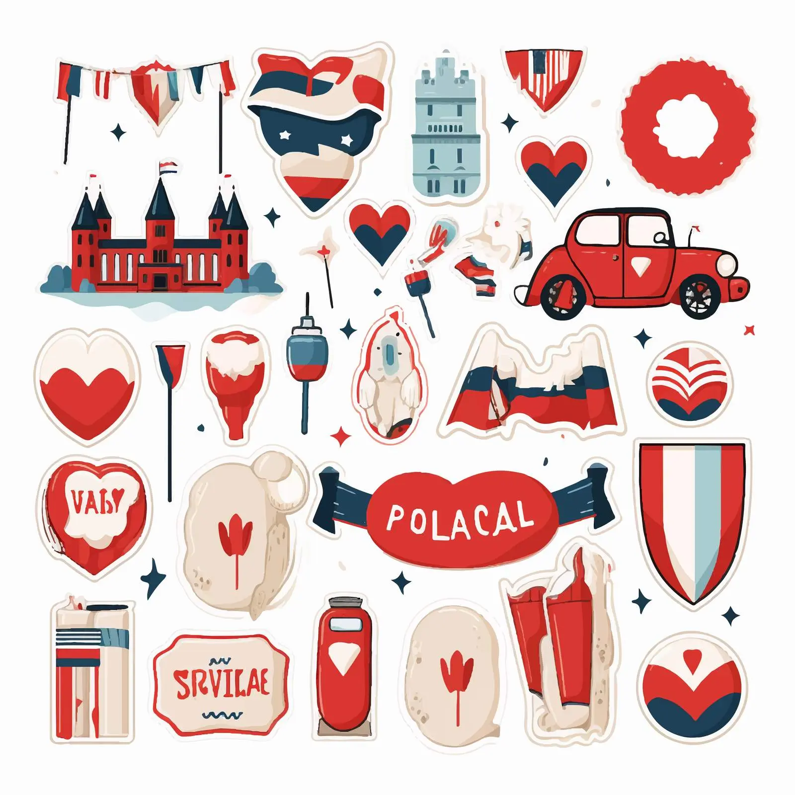 Patriotic Travel Stickers in National Flag Colors — free download from Dotvec