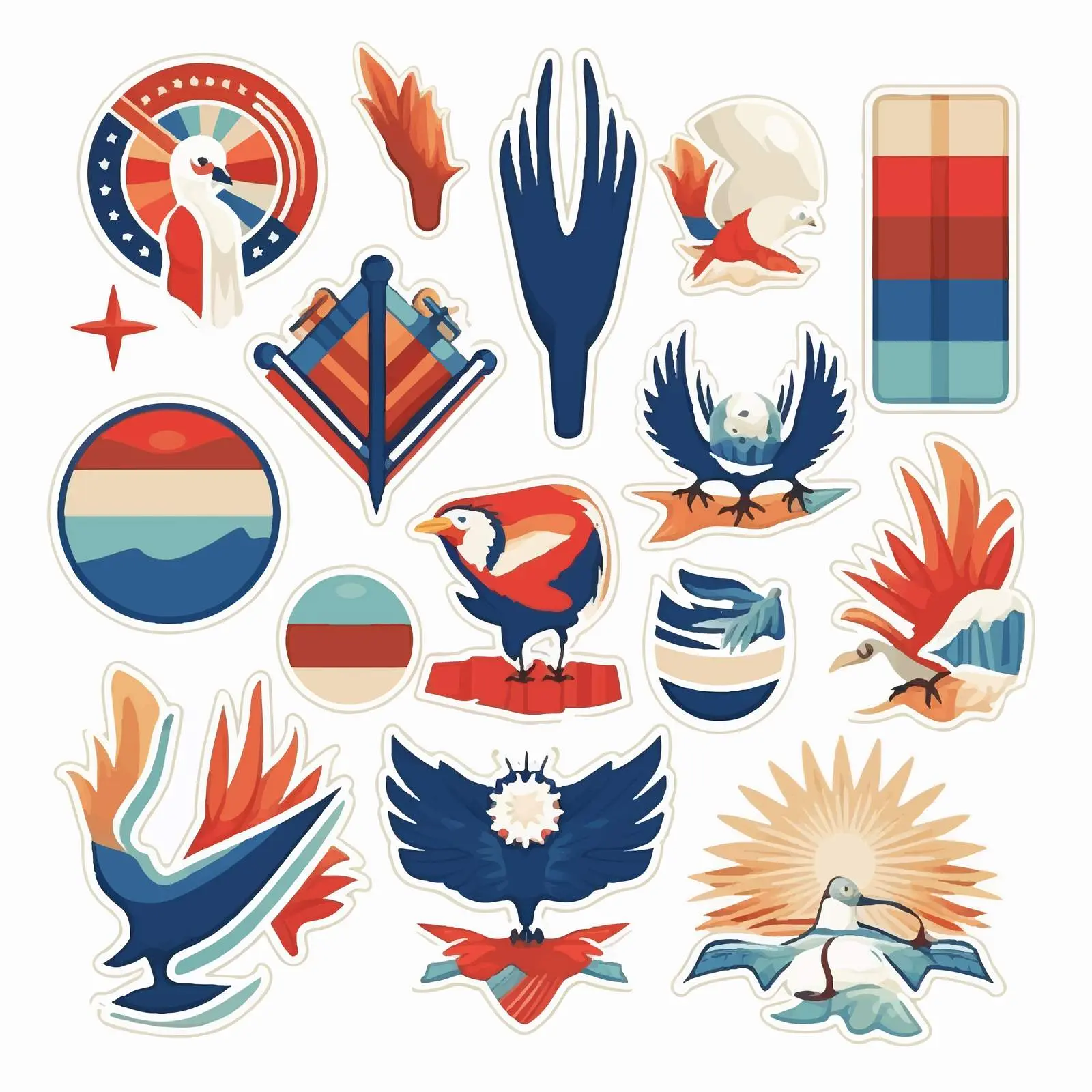 Patriotic Travel Stickers Set in Flag Colors — free download from Dotvec