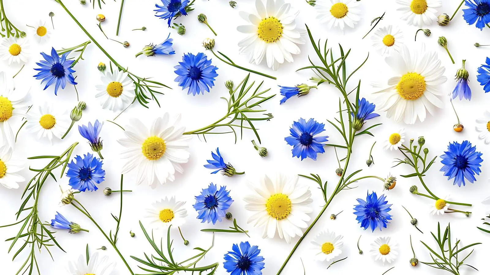 Chamomile and Cornflower Floral Pattern — free download from Dotvec