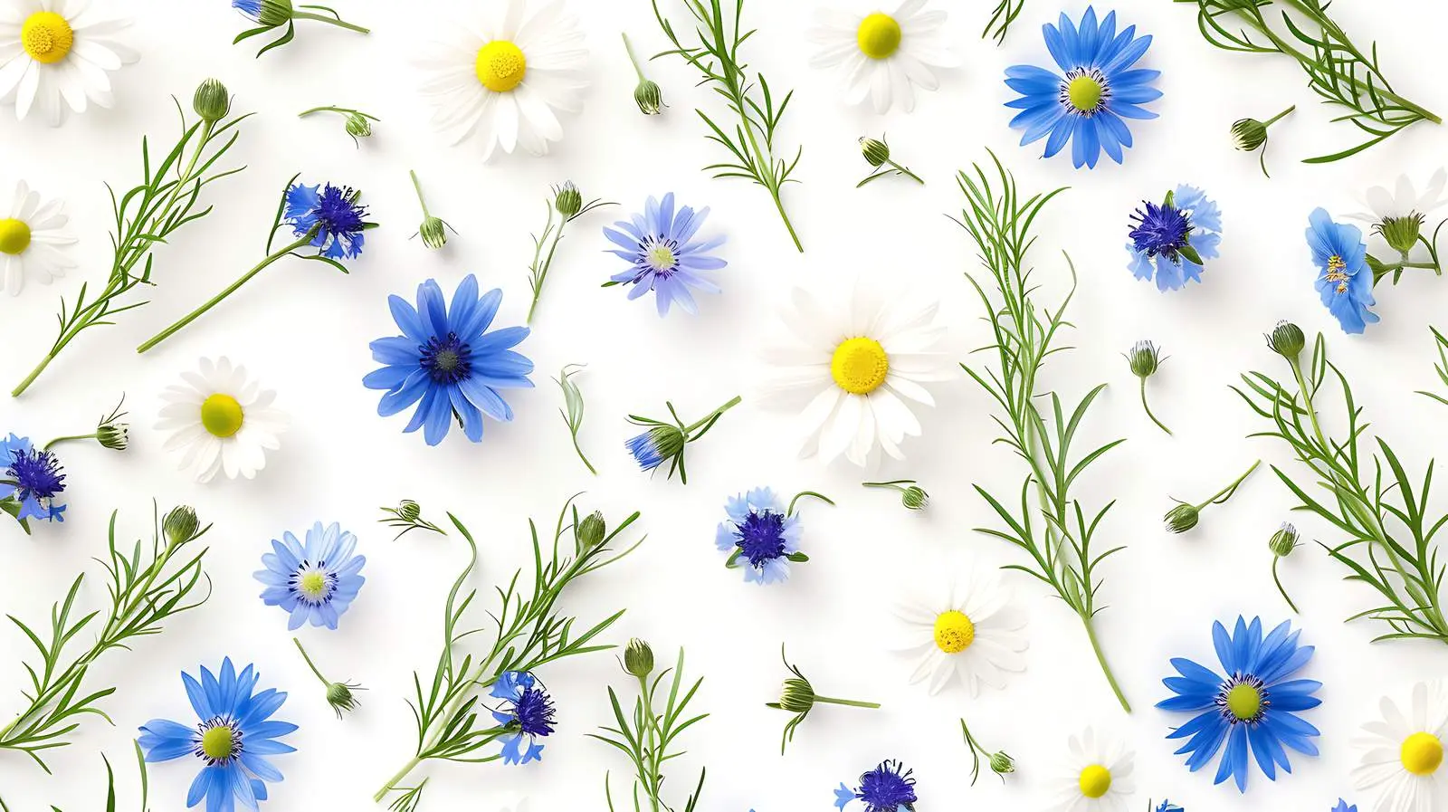 Chamomile and Cornflower Floral Pattern Design — free download from Dotvec