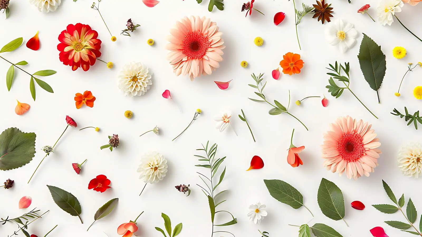 Floral Pattern with Leaves and Branches – free drawn image from Dotvec