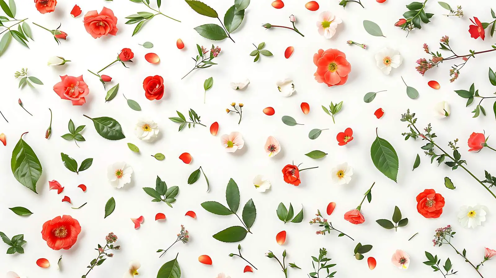 Floral Pattern with Isolated Branches and Leaves – free stylize image from Dotvec