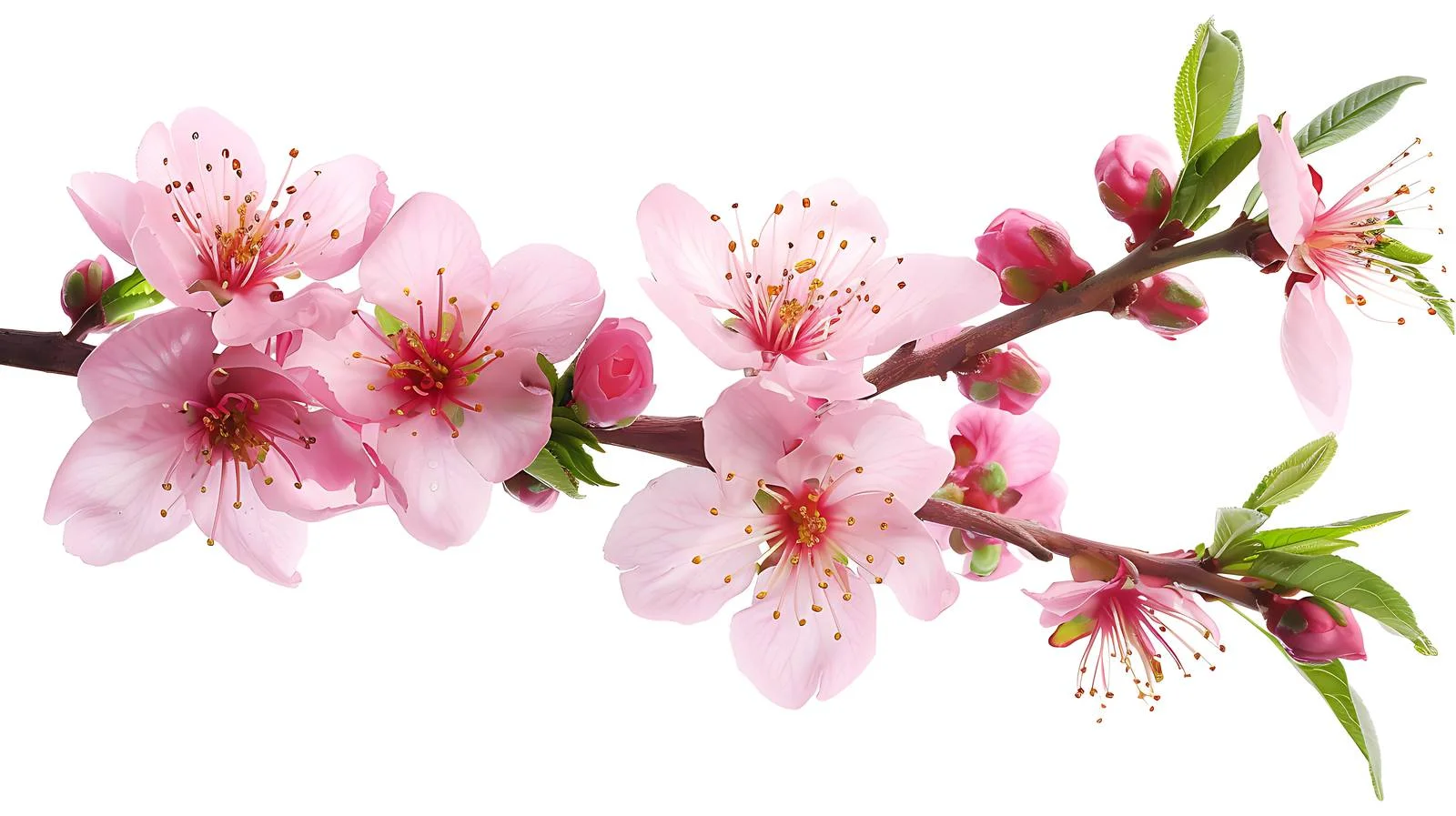 Peach Blossoms Spring Bloom on White Background — free download from Dotvec