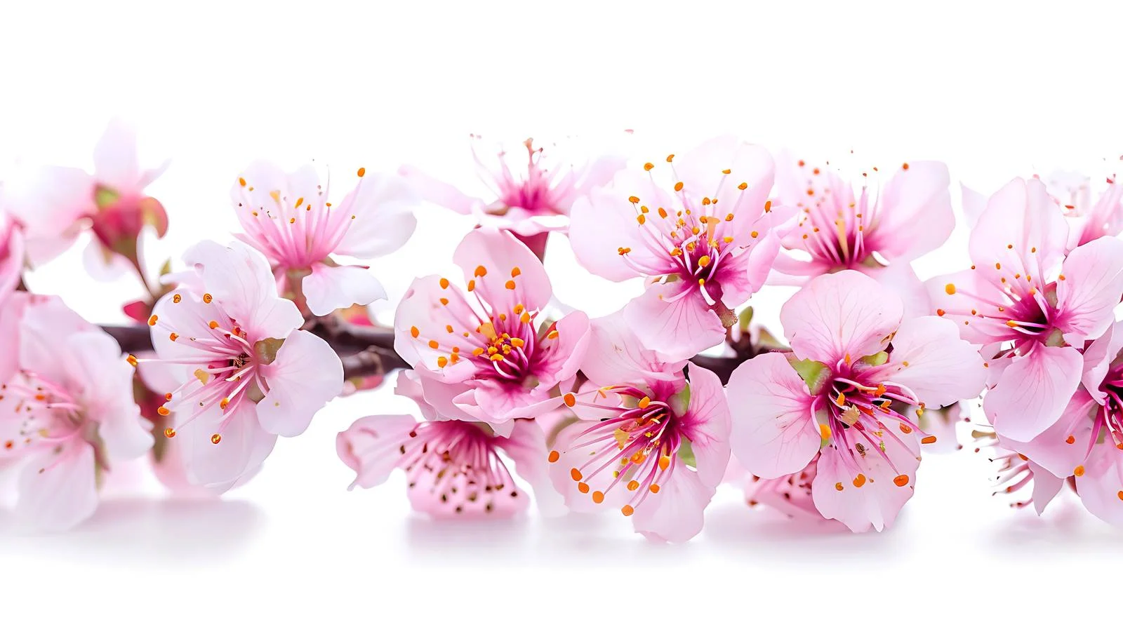 Peach Blossoms on White Background — free download from Dotvec