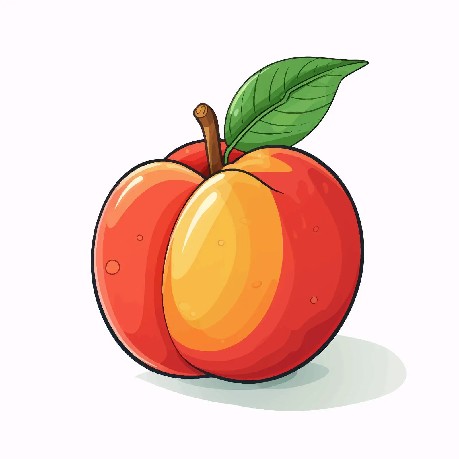 Cartoon Peach Fruit Outline Vector Illustration — free download from Dotvec