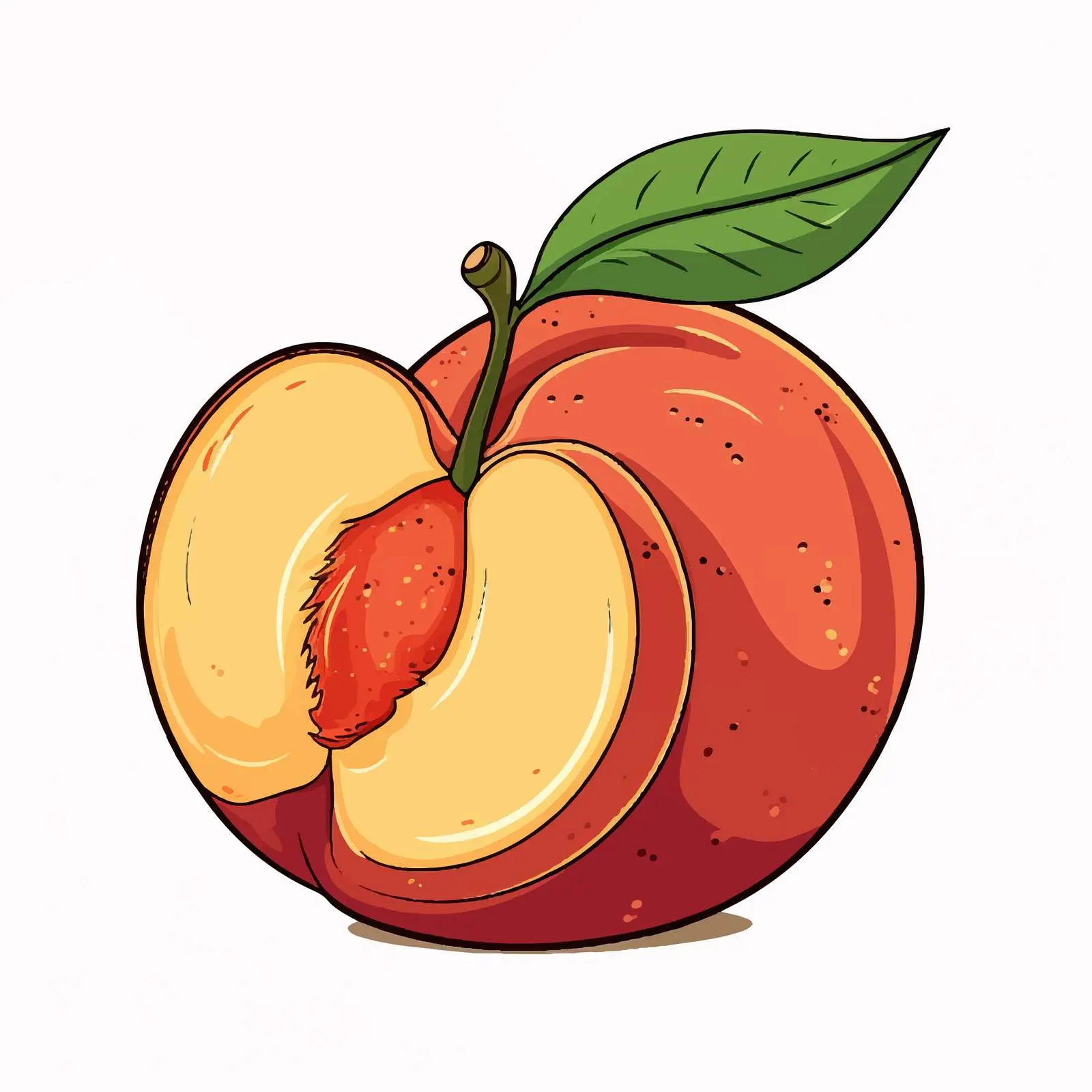 Peach Fruit Cartoon Outline Vector Illustration — free download from Dotvec