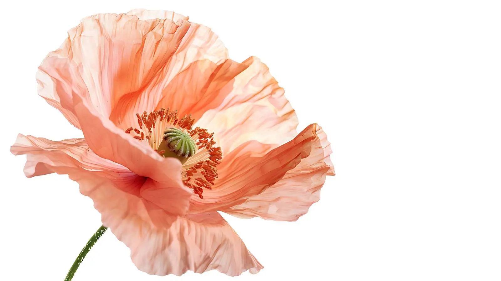 Minimal Peach Pink Poppy Flower Isolated Background – free beautiful petals image from Dotvec