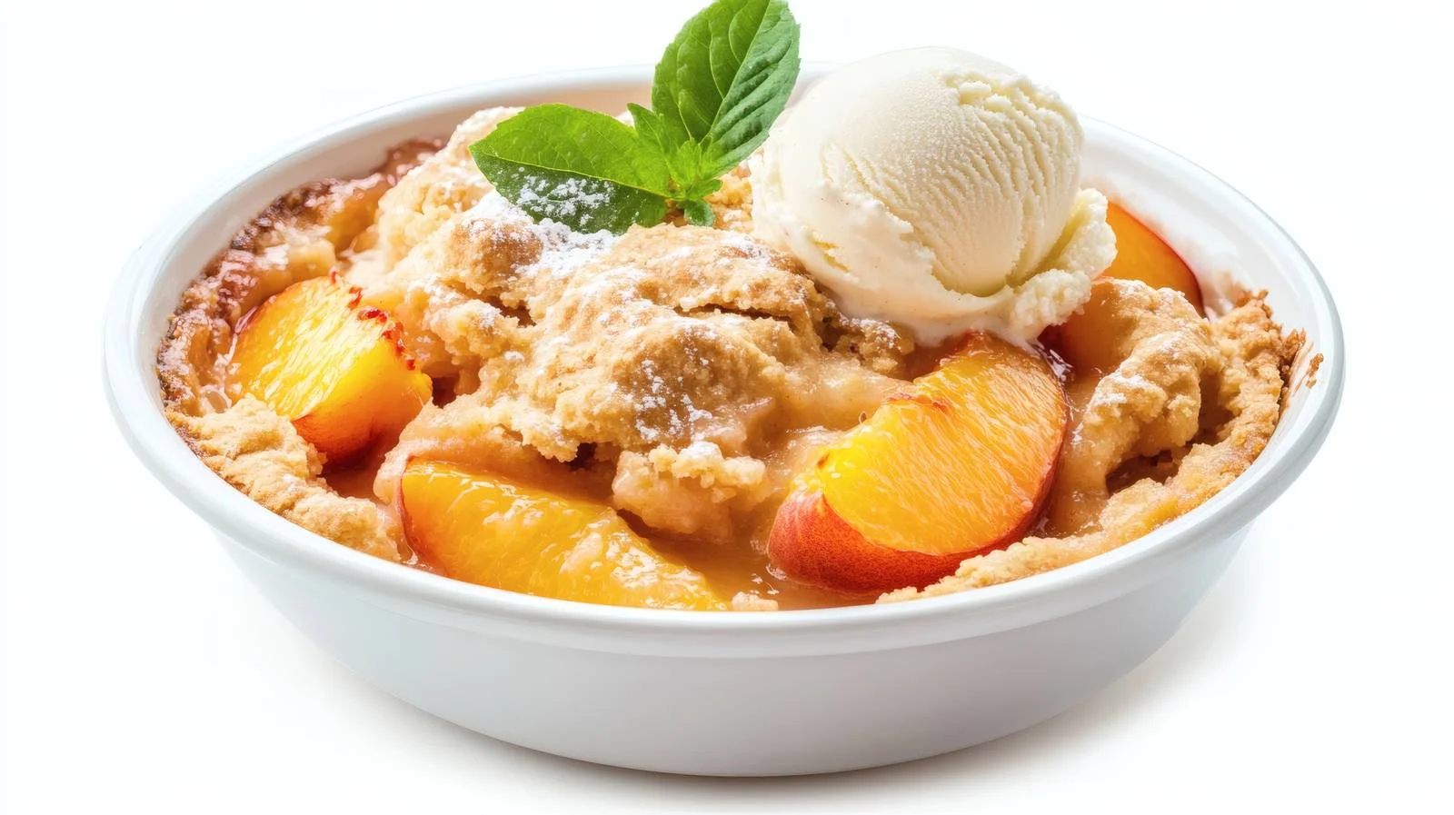 Delicious Peach Cobbler with Ice Cream — free download from Dotvec