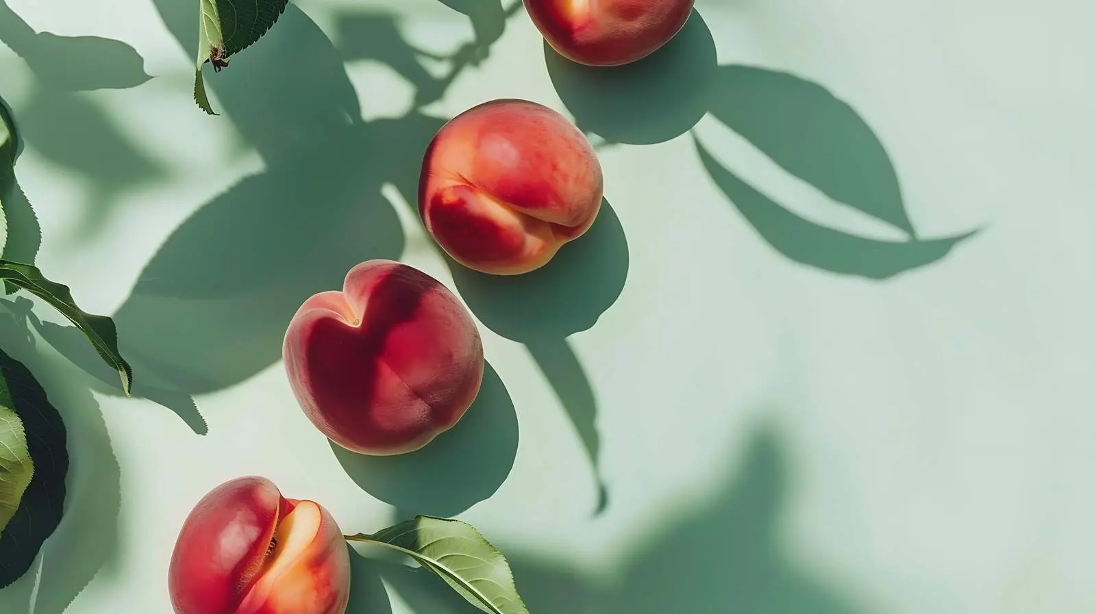 Fresh Peaches with Sunlight and Green Background — free download from Dotvec