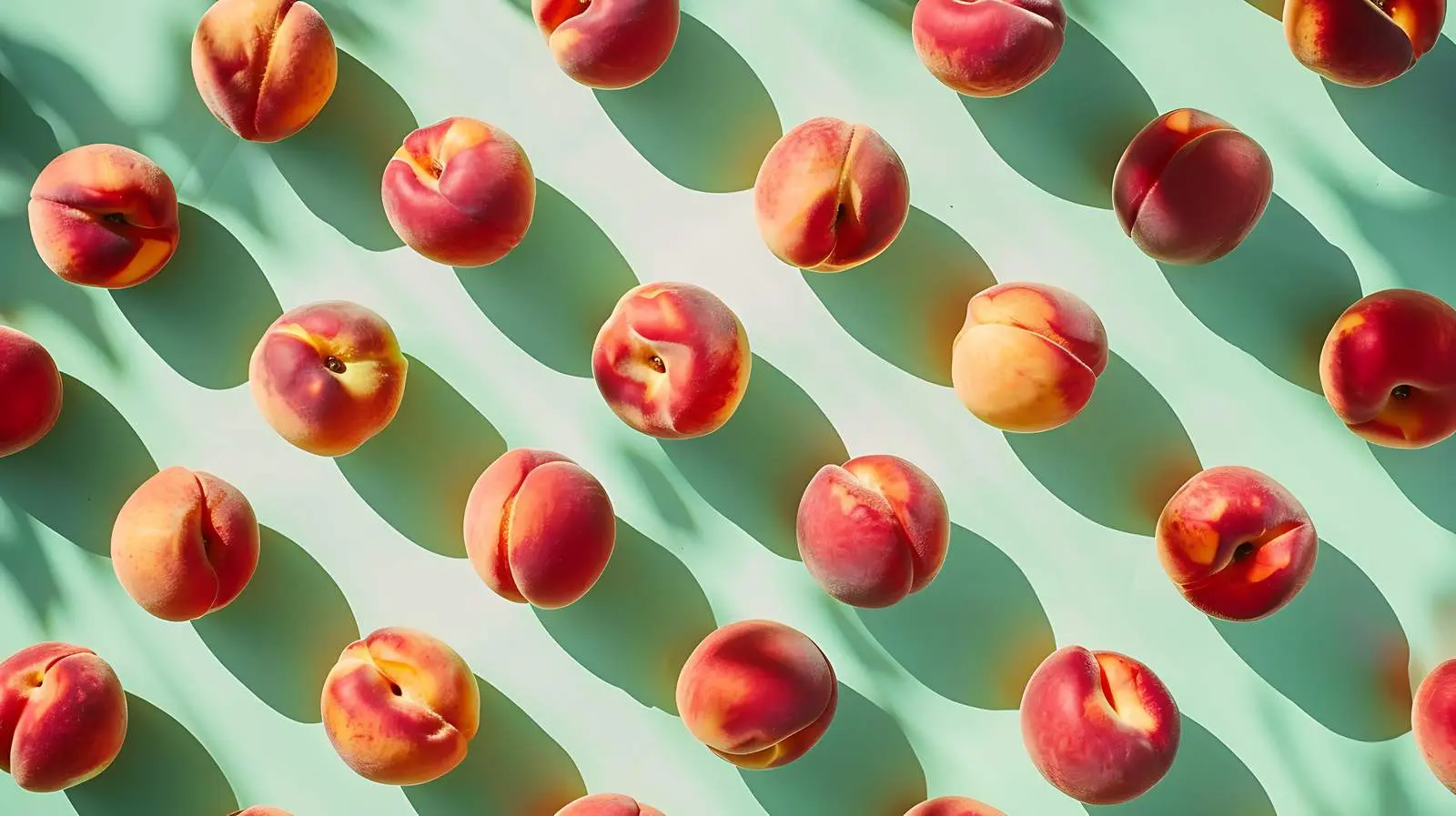 Peaches on Light Green Background with Sunlight Shadows — free download from Dotvec