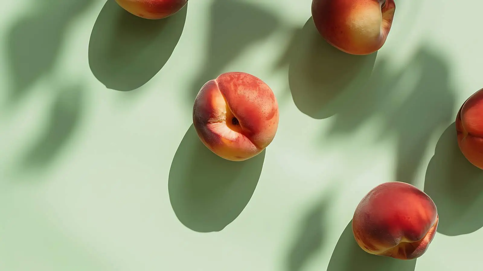 Fresh Peaches on Light Green Background — free download from Dotvec