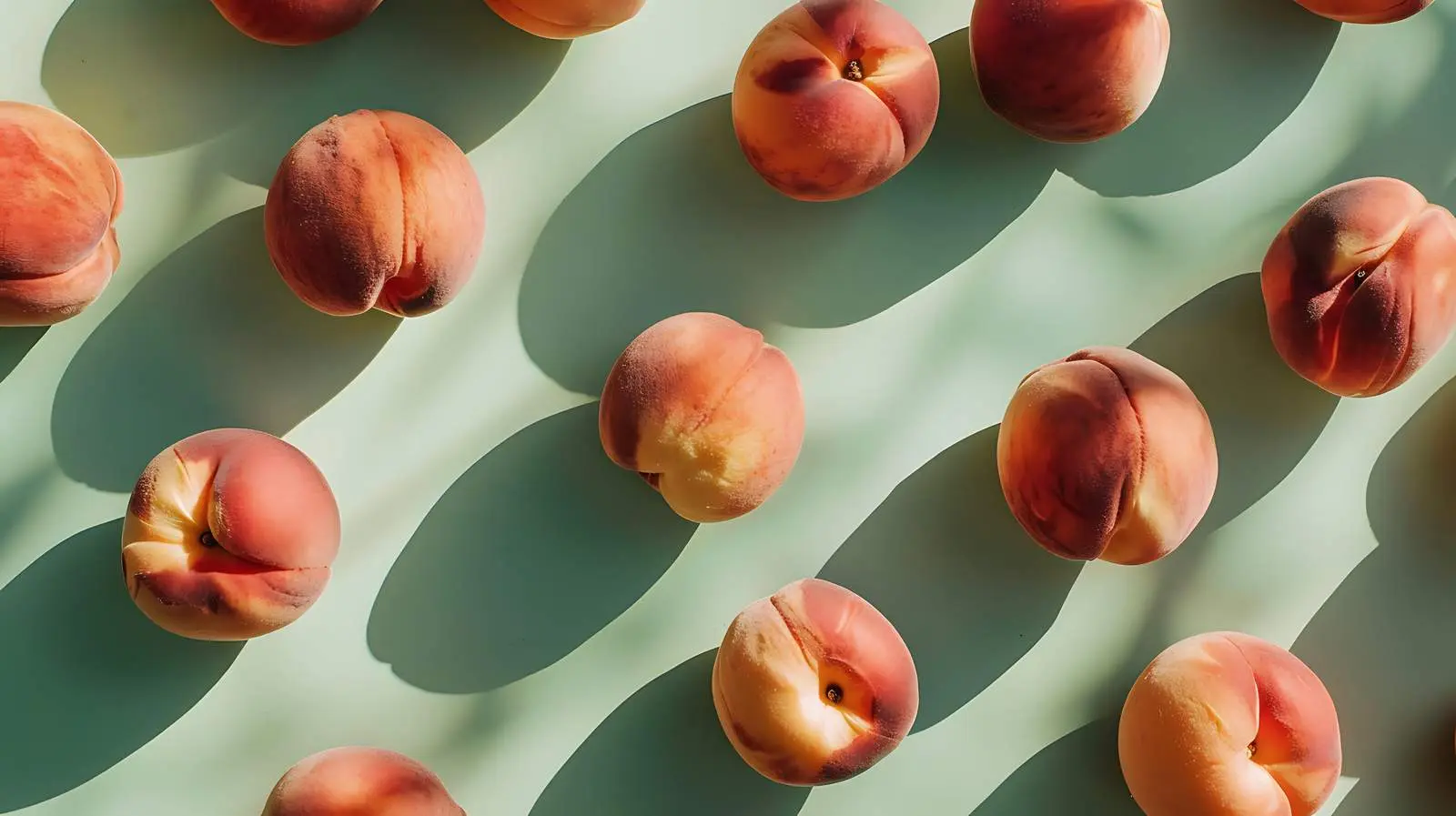 Fresh Peaches on Light Green Background — free download from Dotvec
