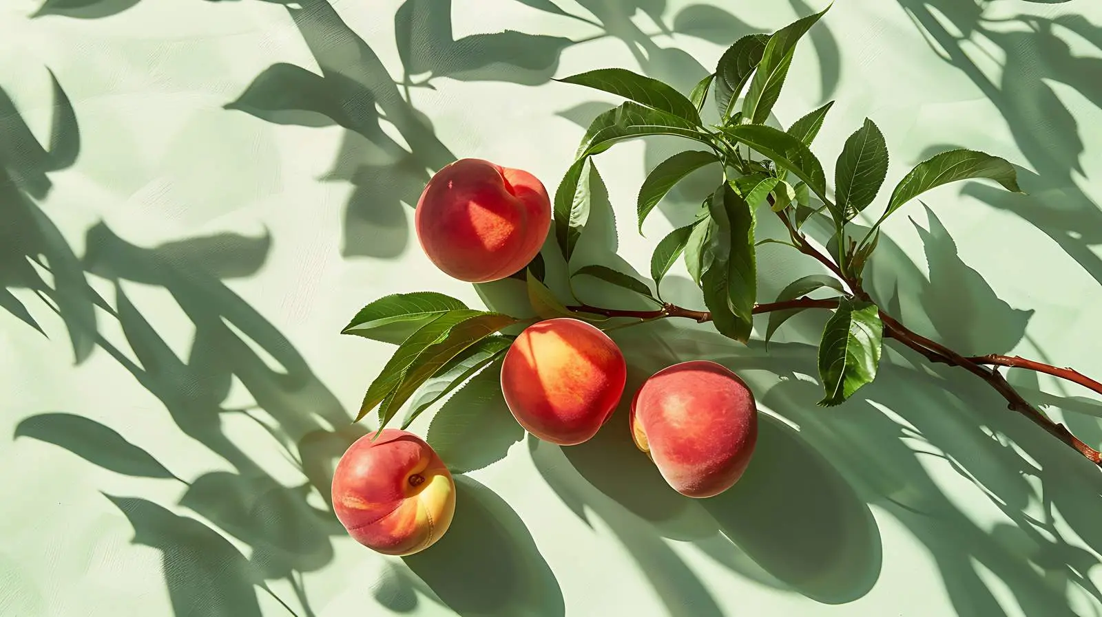 Fresh Peaches with Sunlight and Green Background — free download from Dotvec