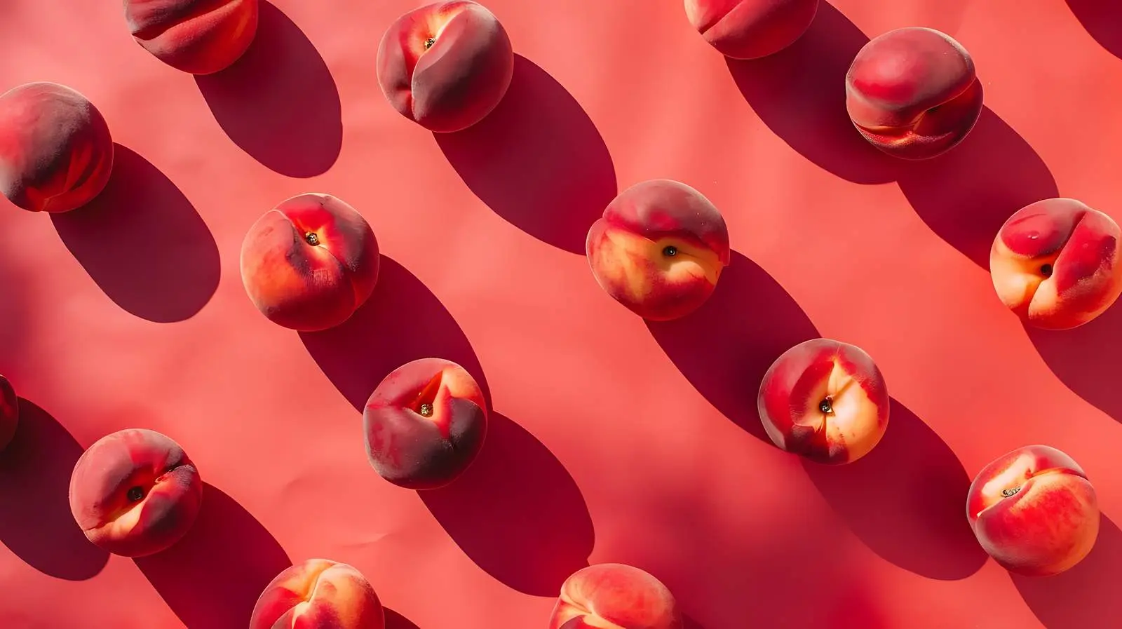 Fresh Peaches on Light Red Background — free download from Dotvec