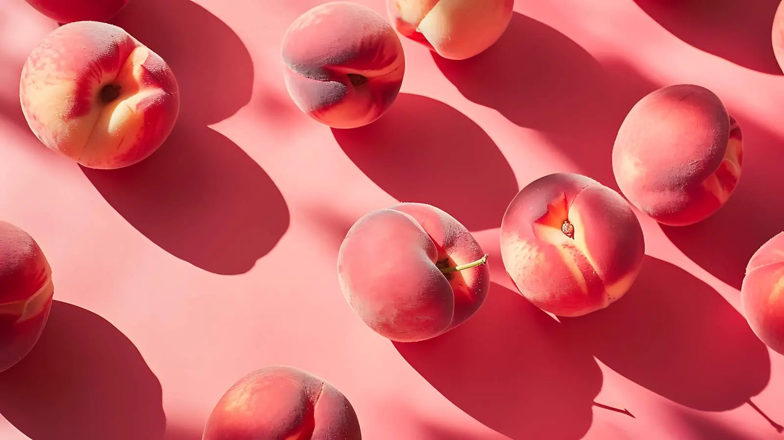 Peaches on Light Red Background with Sunlight — free download from Dotvec
