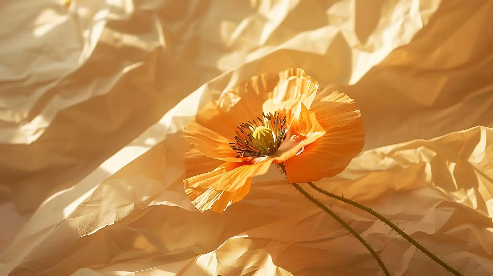 Peach Poppy Flower with Aesthetic Sunlight Shadows — free download from Dotvec
