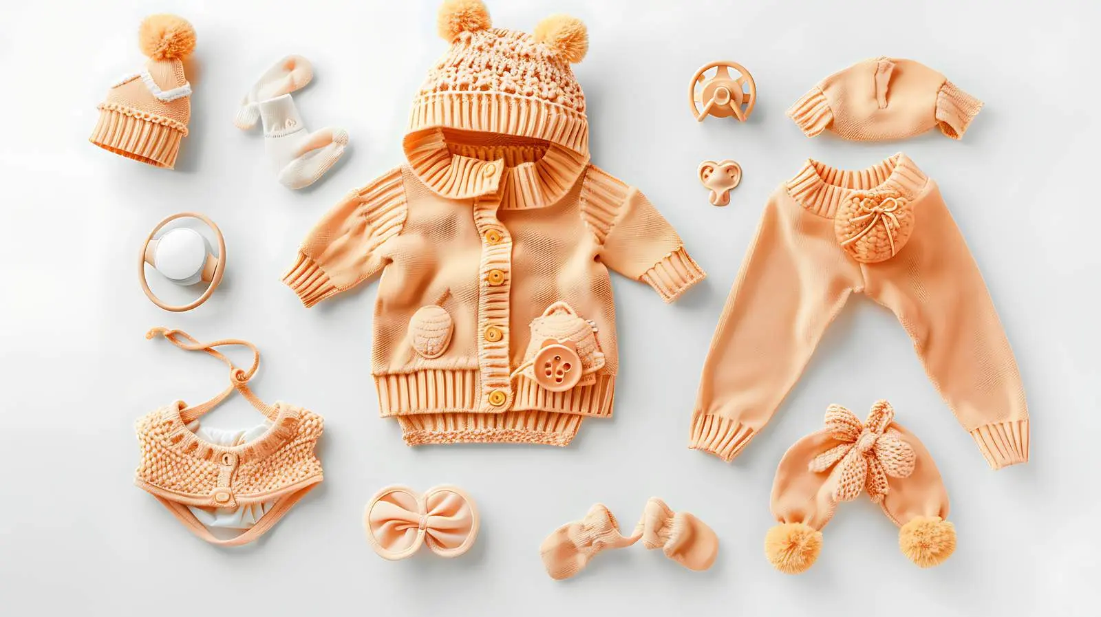 Newborn Baby Peachy Outfit Set with Accessories — free download from Dotvec