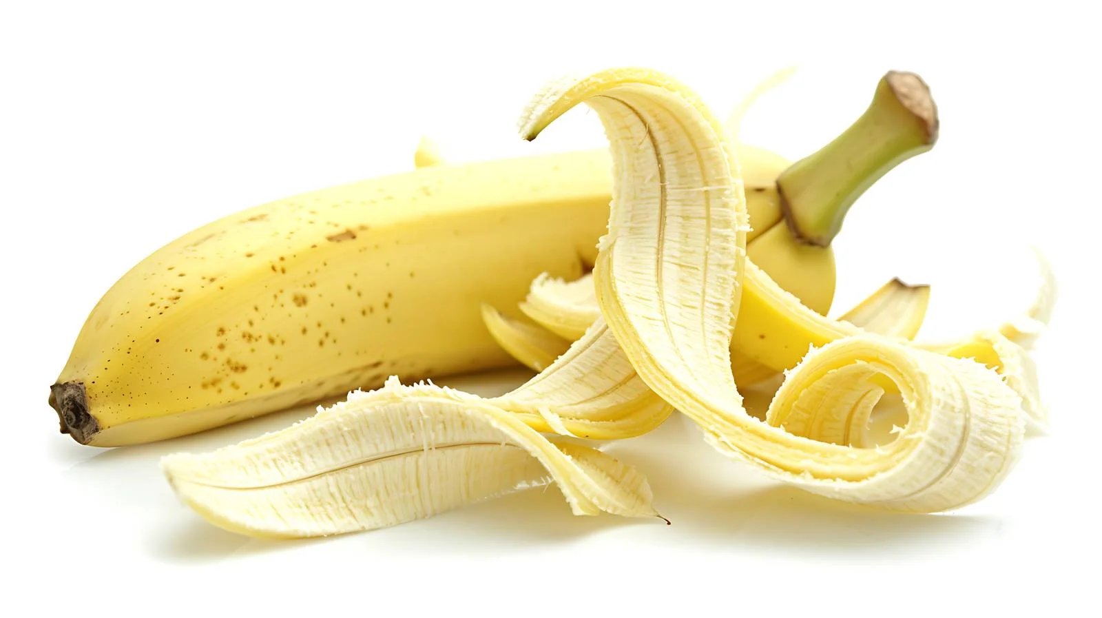 Single Peeled Banana on White Background — free download from Dotvec