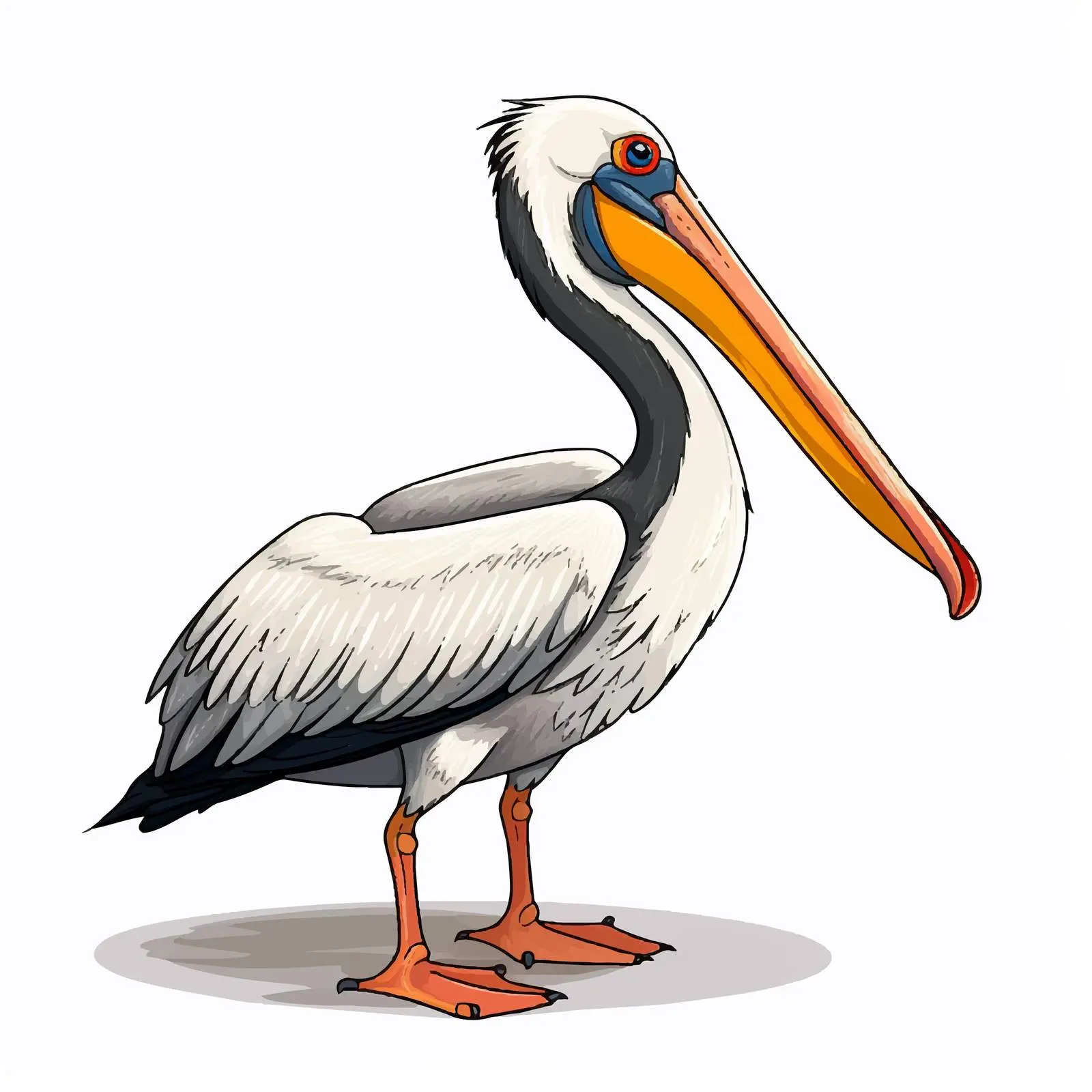 Pelican Cartoon Sketch Vector Illustration — free download from Dotvec