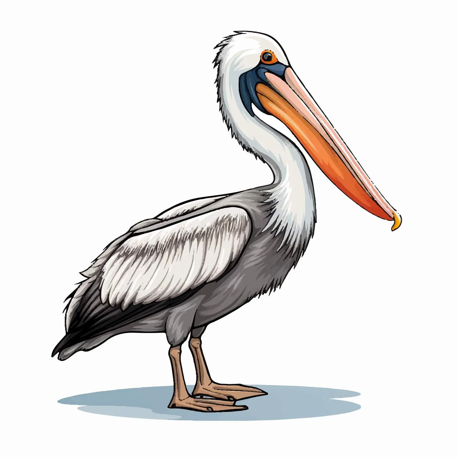 Pelican Cartoon Sketch Vector Illustration — free download from Dotvec