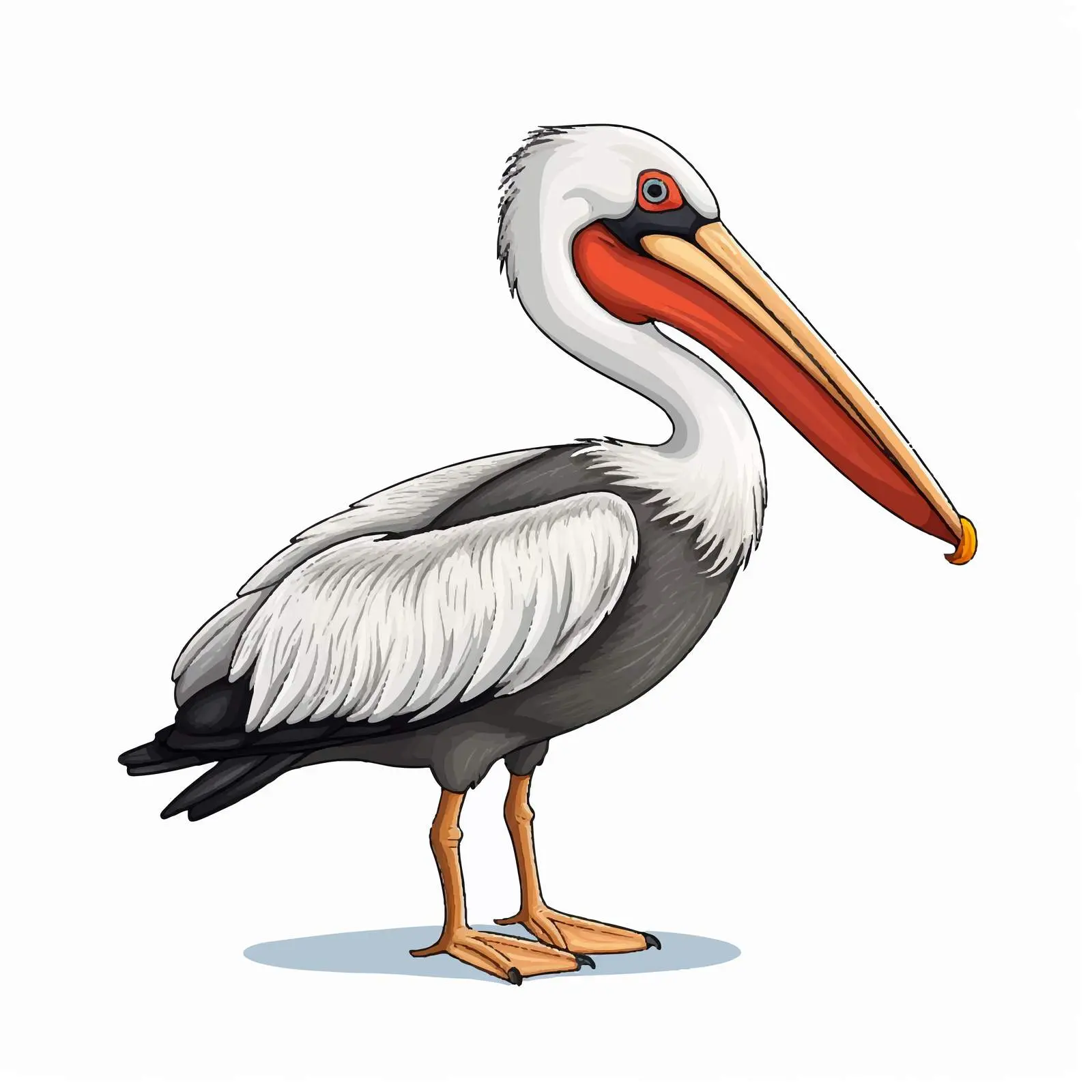 Colorful Pelican Cartoon Vector Illustration – free beak image from Dotvec