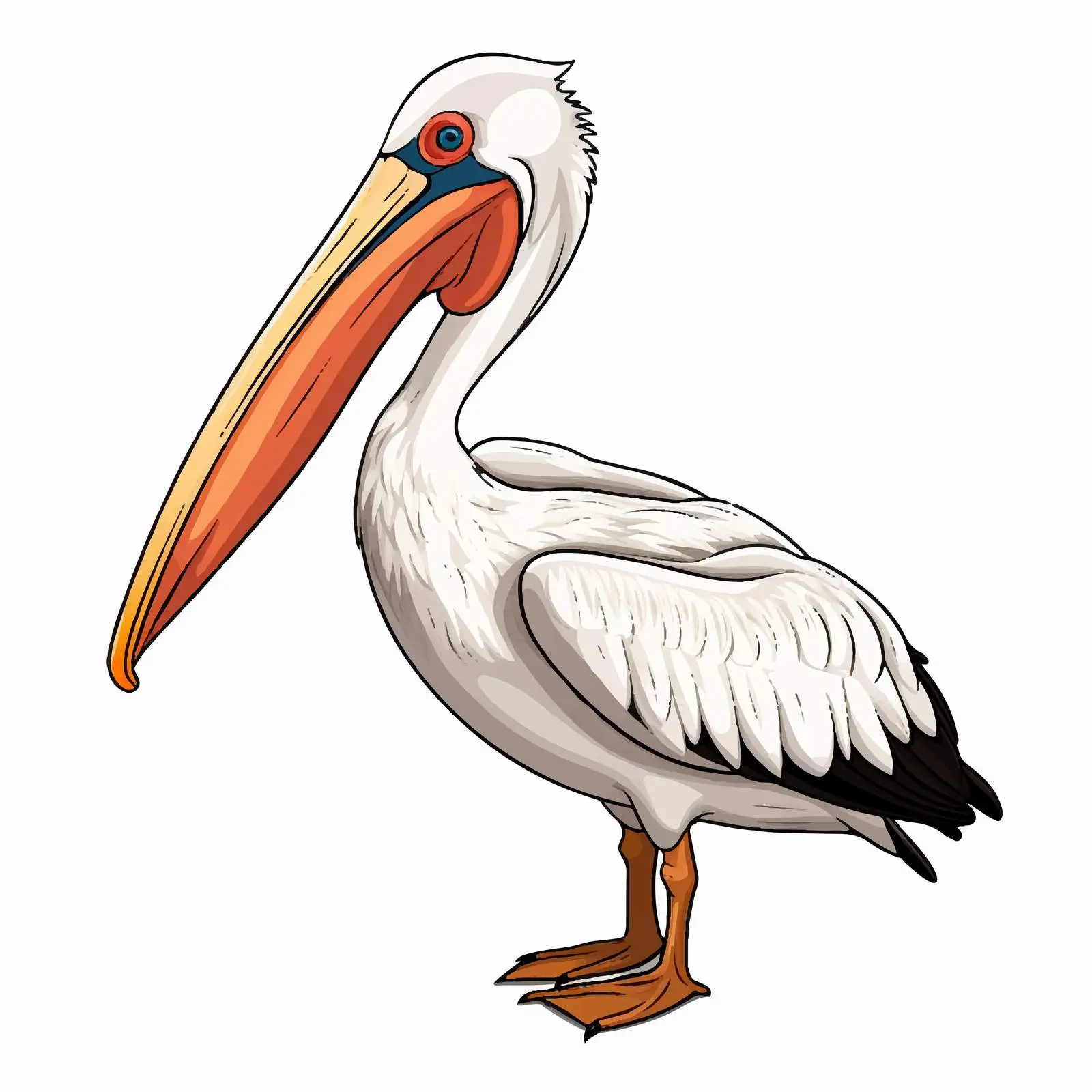 Simple Doodle Style Pelican Illustration – free pelican image from Dotvec