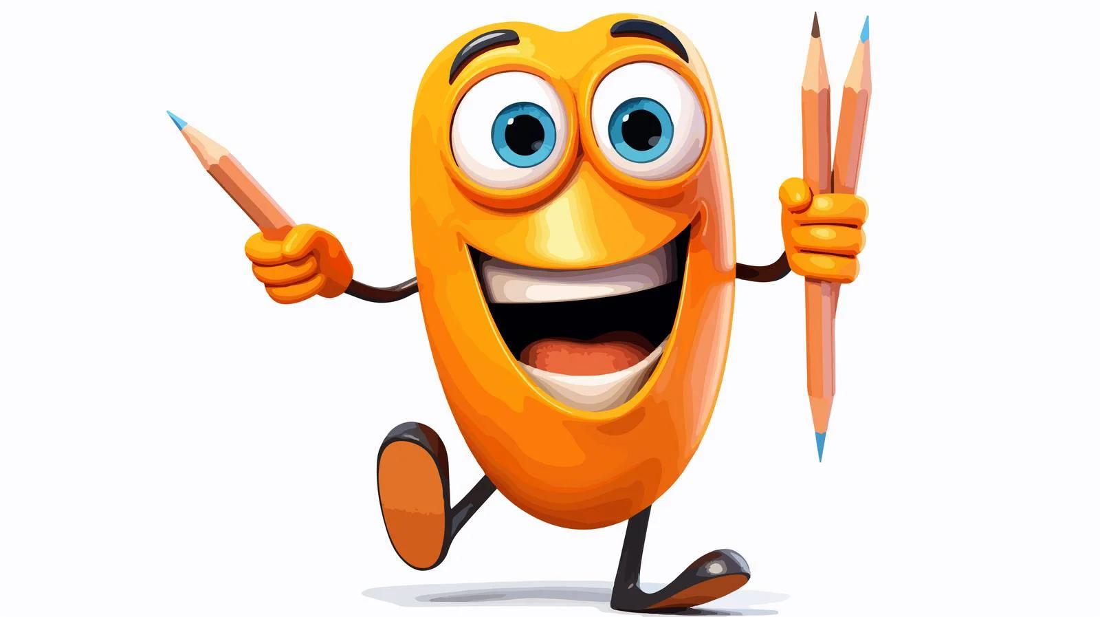Cheerful Pencil Cartoon Character Illustration — free download from Dotvec