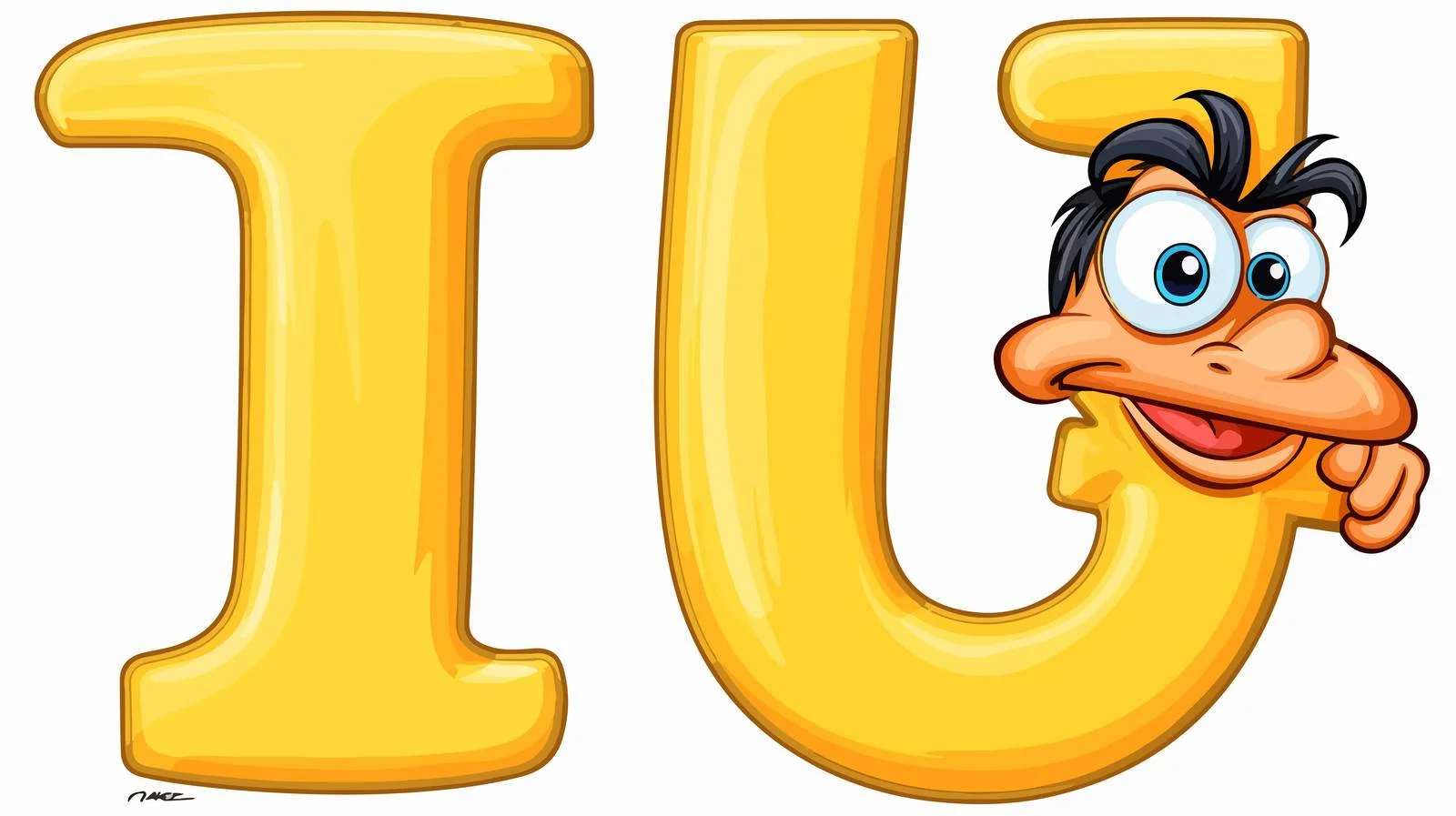 Cartoon Pencil with Letter U Vector — free download from Dotvec