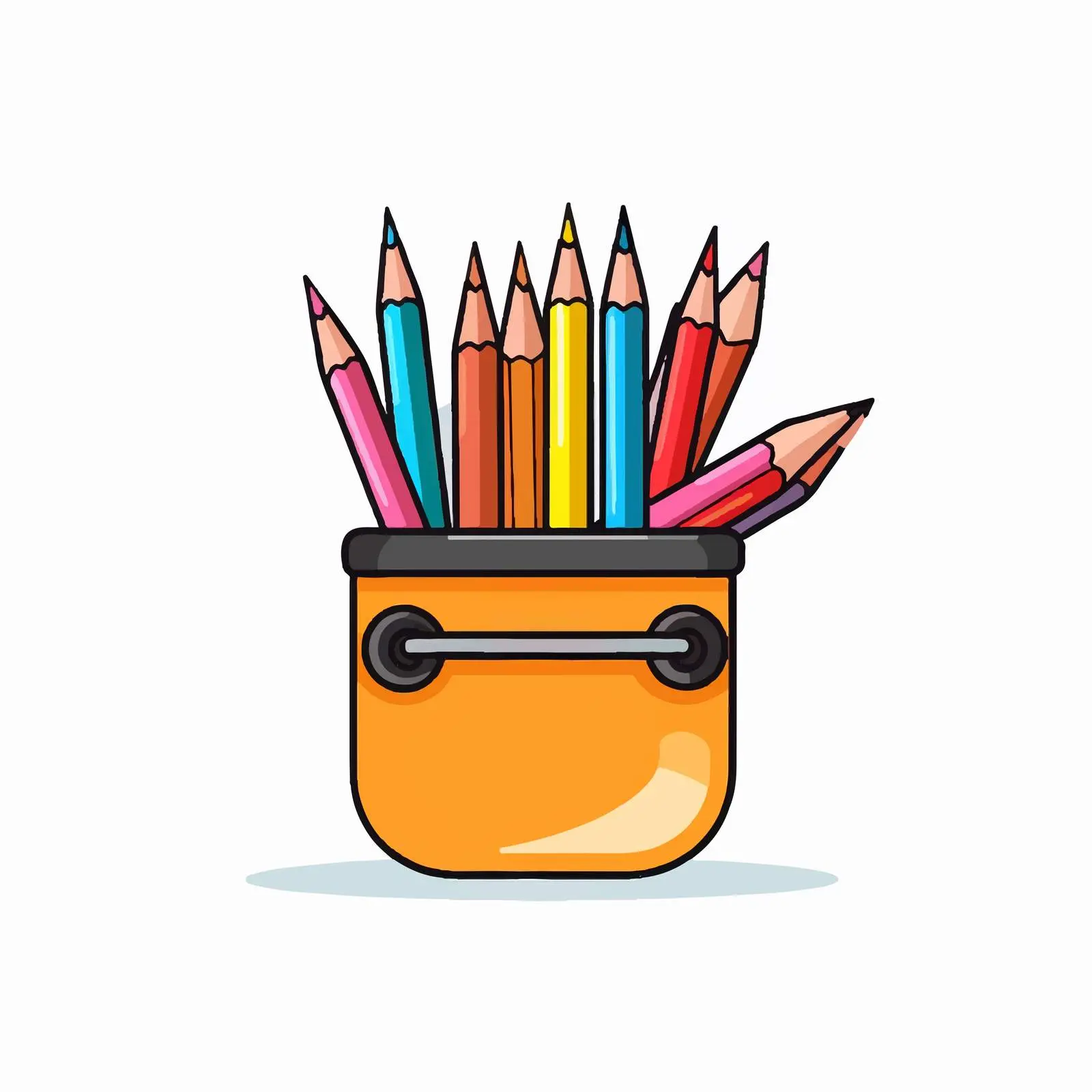 Colorful Pencils in a Cartoon Pencil Case — free download from Dotvec