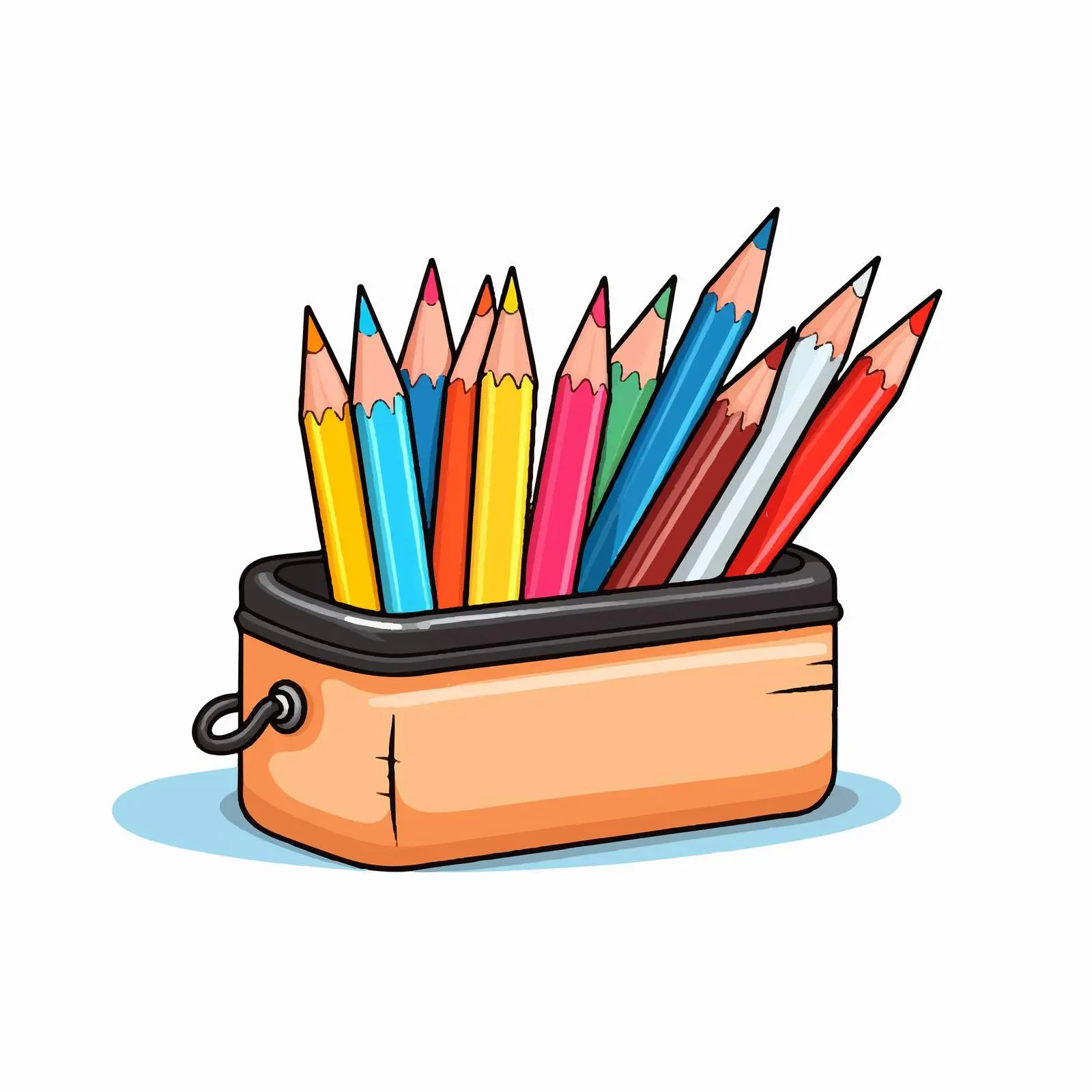 Colorful Pencils in a Cartoon Pencil Case — free download from Dotvec