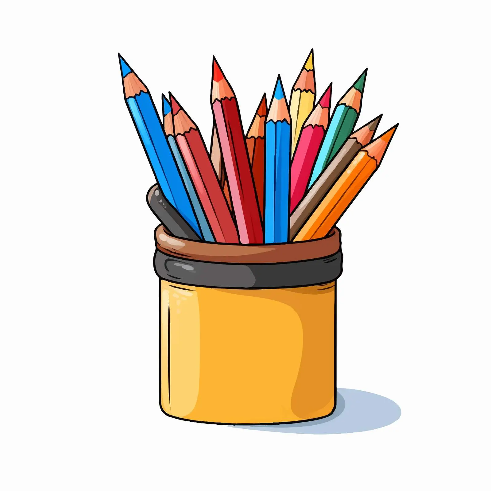 Cartoon Illustration of Pencils in Pencil Case — free download from Dotvec