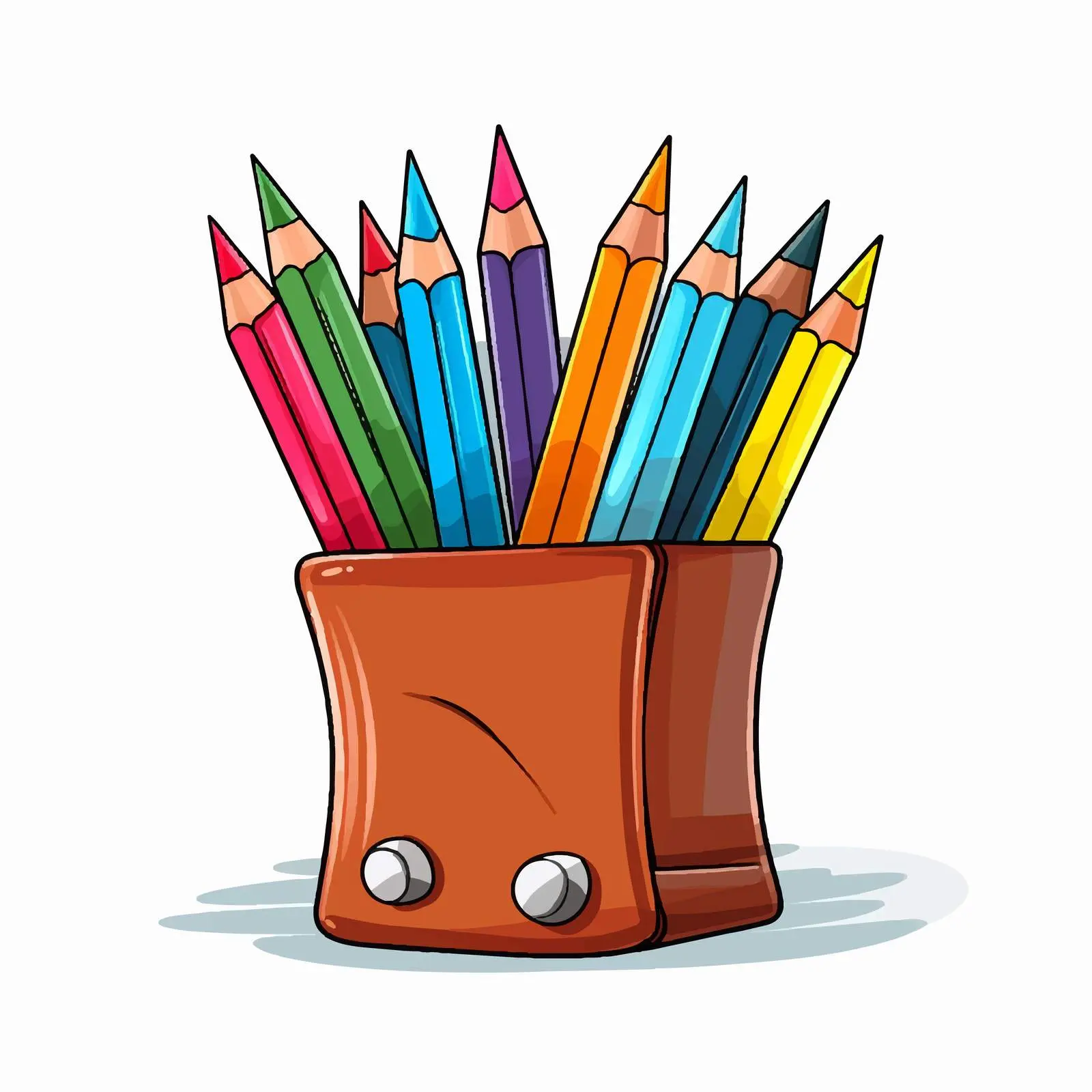 Colorful Pencil Case with Cartoon Pencils — free download from Dotvec