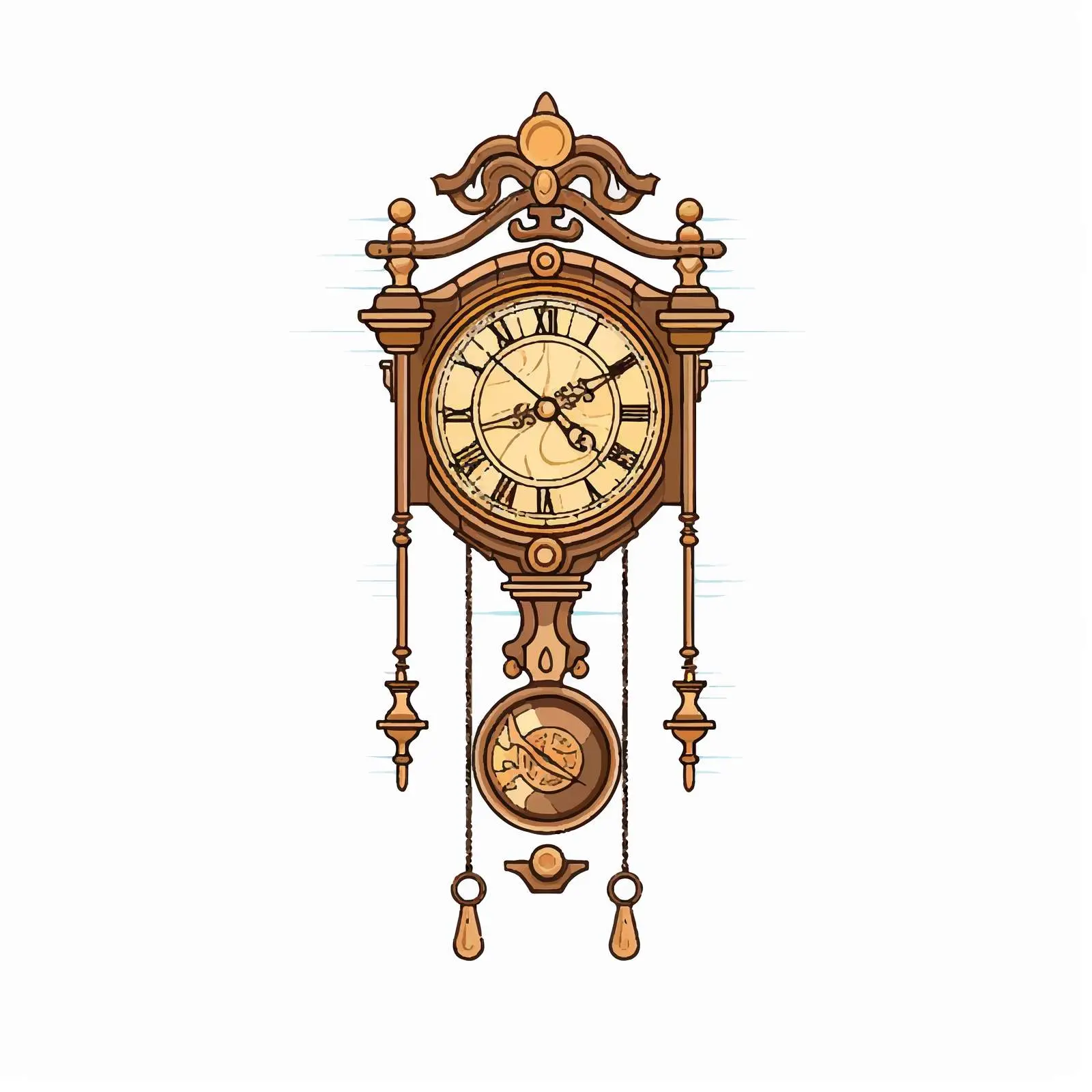 Cartoon Pendulum Clock Line Vector Illustration — free download from Dotvec