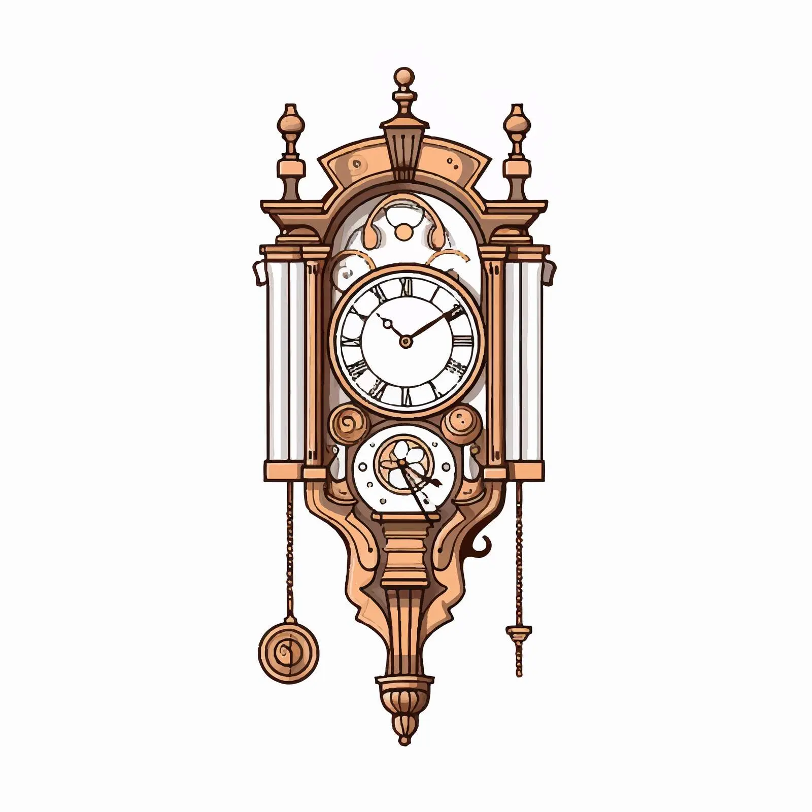 Cartoon Pendulum Clock Line Illustration — free download from Dotvec