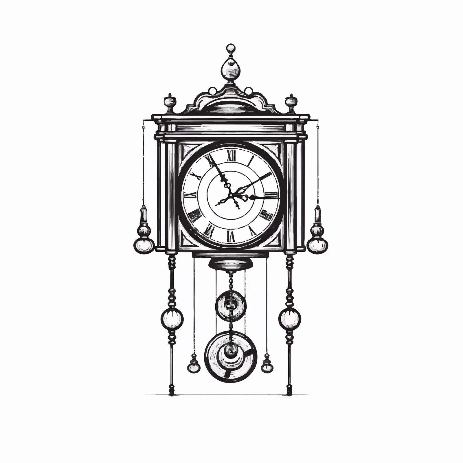 Cartoon Line Vector Illustration of Pendulum Clock — free download from Dotvec