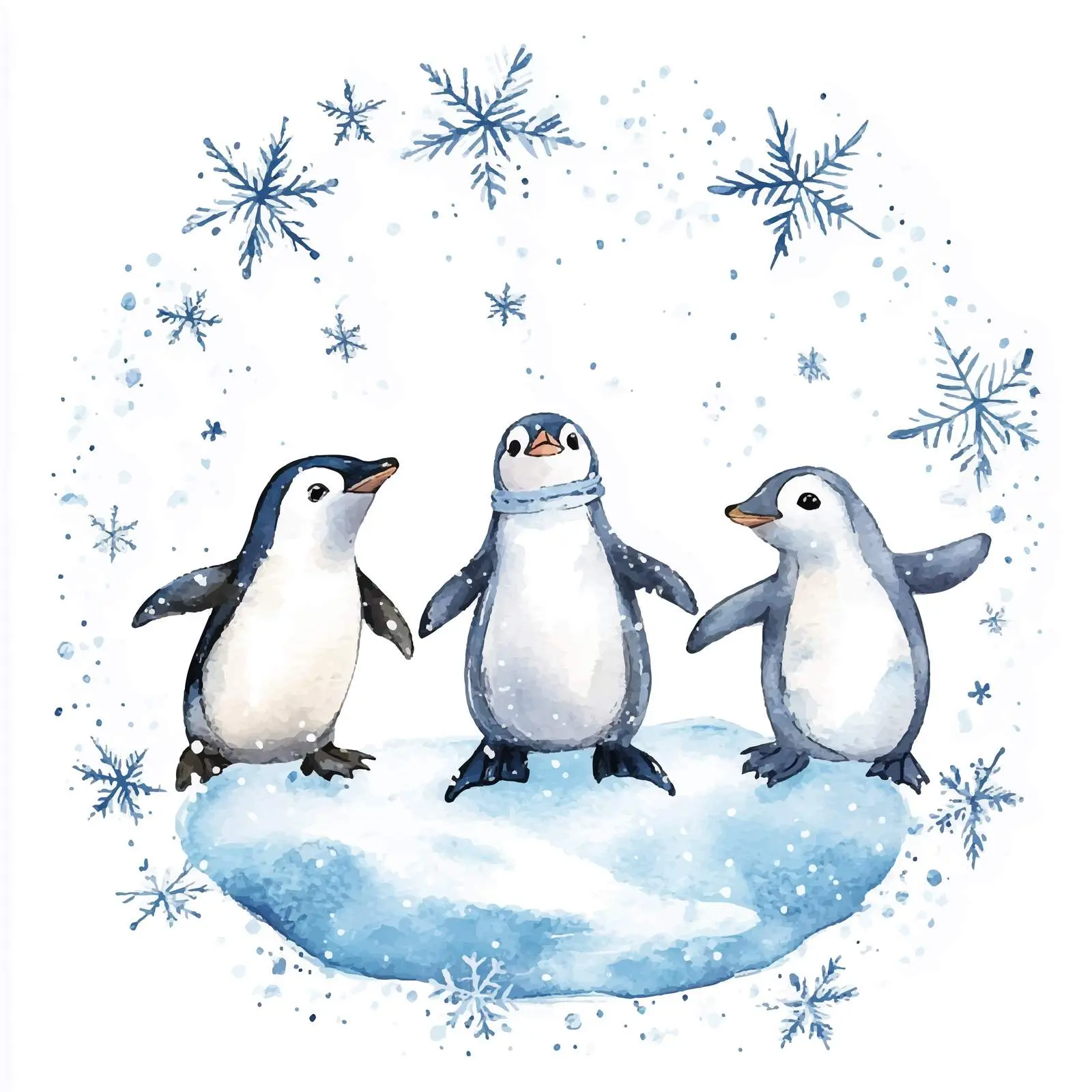 Penguins and Seal on Ice Floe in Winter — free download from Dotvec