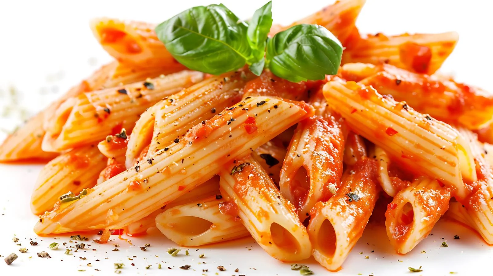 Spicy Arrabiata Penne Pasta on White — free download from Dotvec
