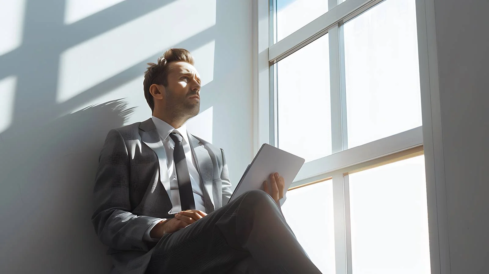Contemplative Businessman by Window — free download from Dotvec