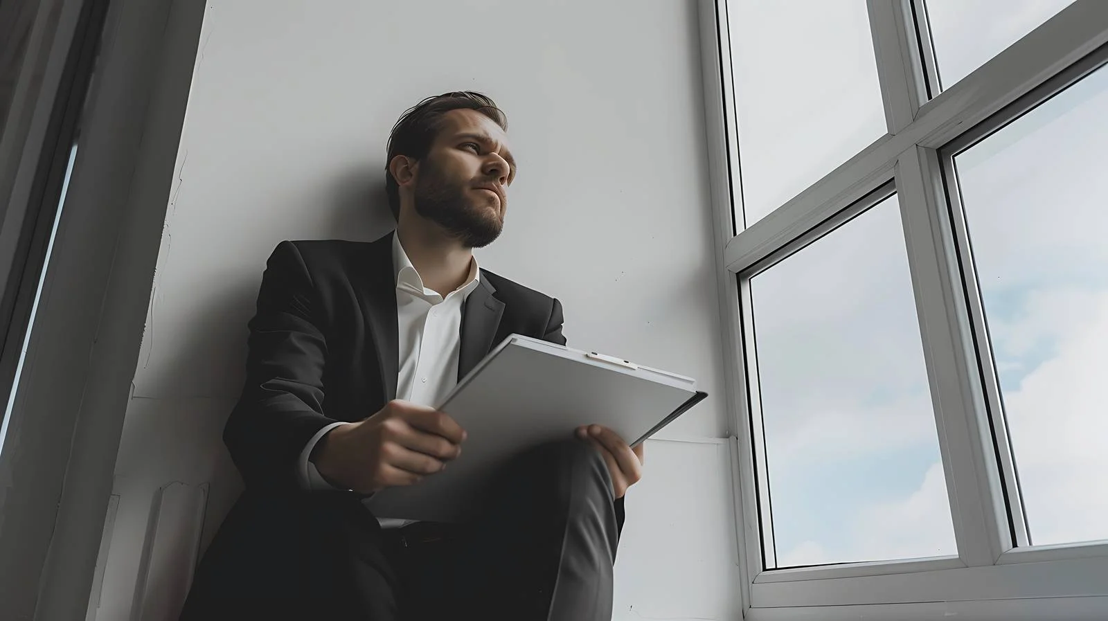 Contemplative Businessman Beside Window — free download from Dotvec