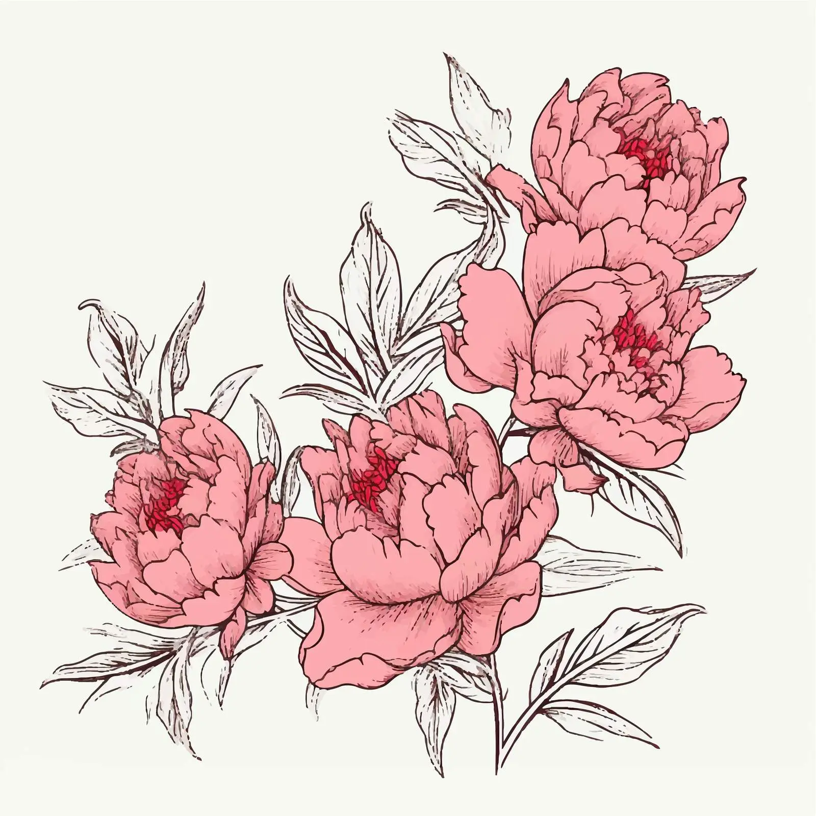 Outlined Peony Floral Card Design — free download from Dotvec